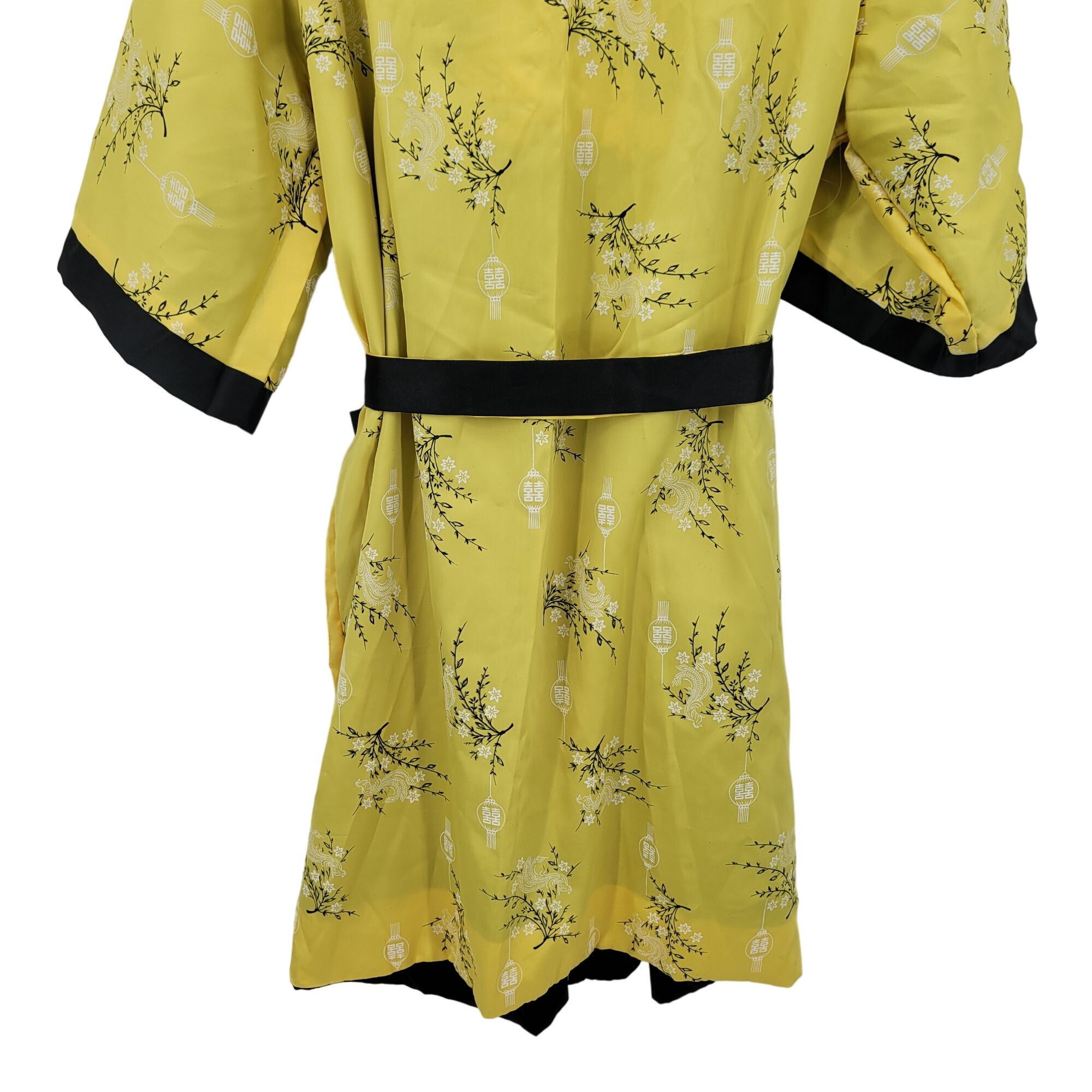 Japanese Brand Reversible Kimono Robe L Black Embroidered Dragon Yellow Flo Size US L / EU 52-54 / 3 - 8 Thumbnail