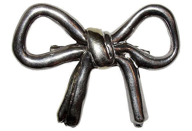 Designer Sterling Silver Figural Bow Pin Size ONE SIZE - 1 Thumbnail