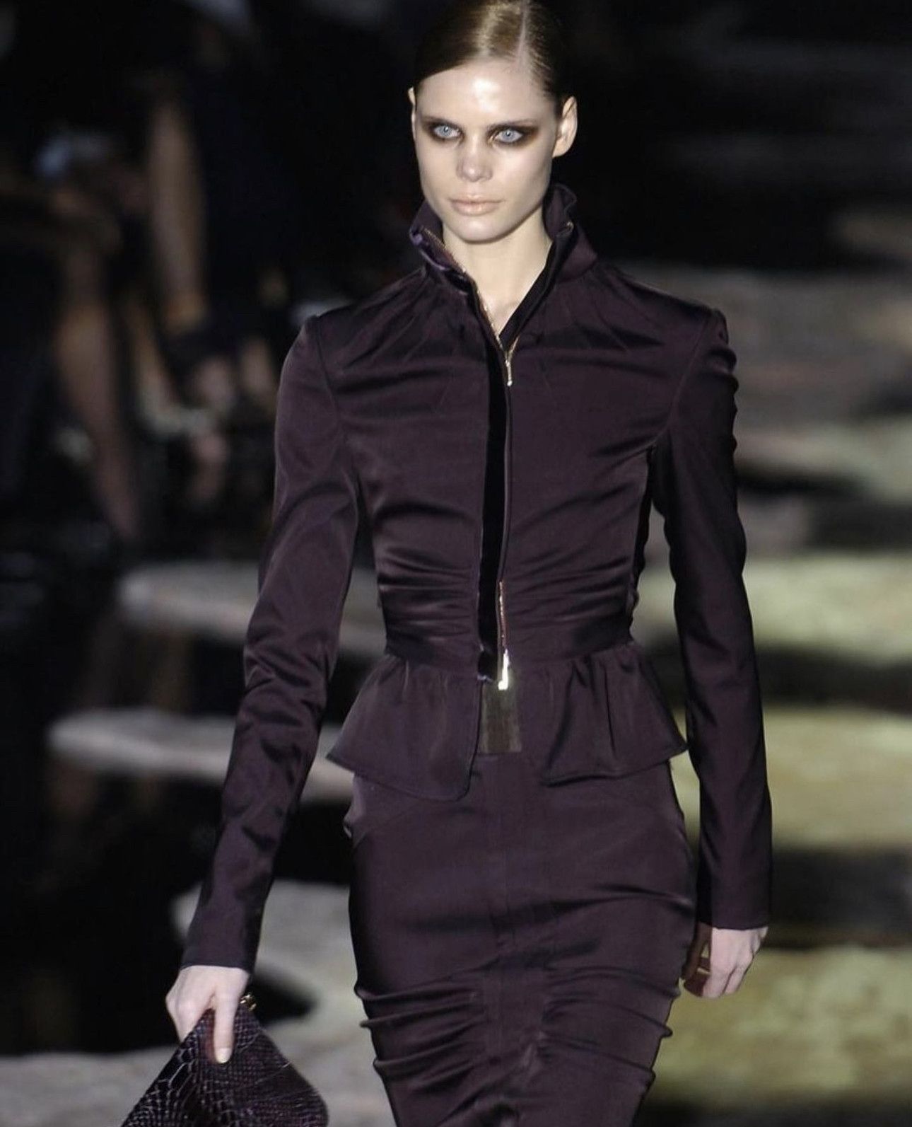 Gucci by Tom Ford F/W 2004 aubergine silk taffeta three pieces set Size S / US 4 / IT 40 - 6 Thumbnail