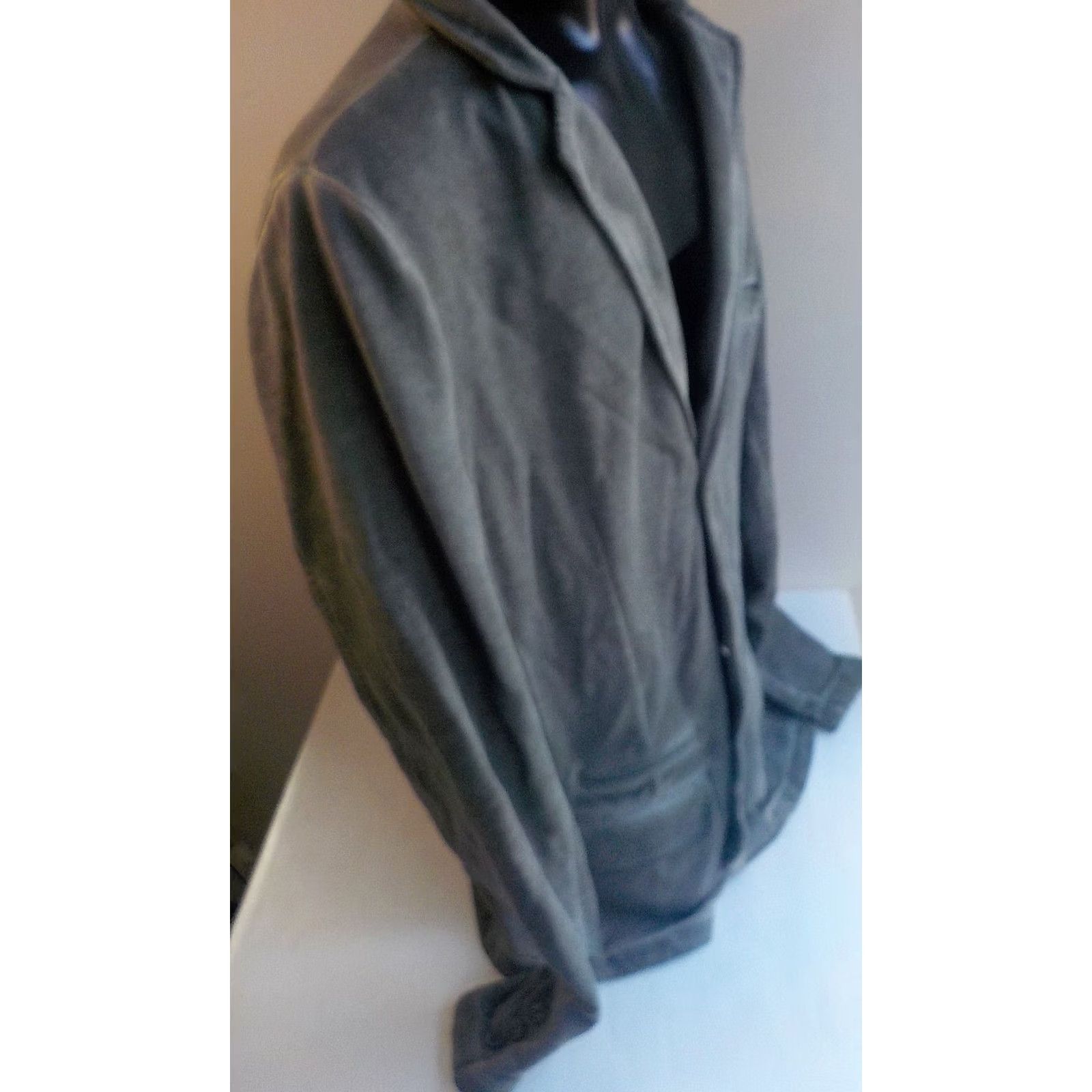 Celio CELIO Urban Collection Blazer Cotton Gray 2XL Knit Single-Breasted Notch Two-Button Ventless Mens Size 48R - 3 Thumbnail