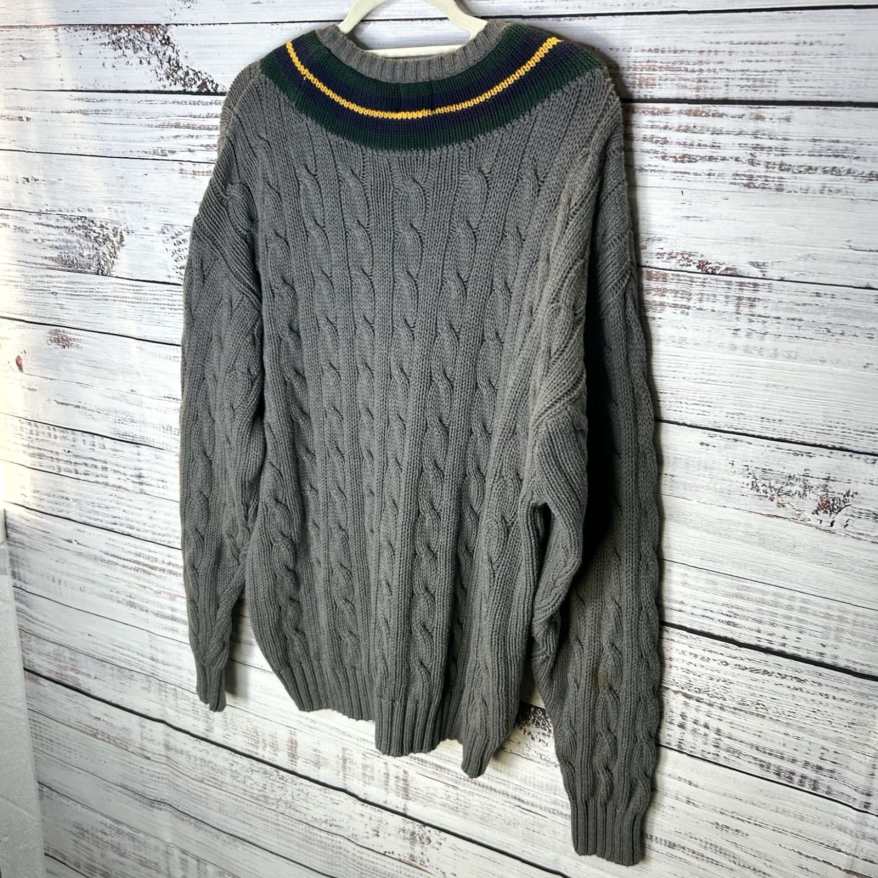 Gap VINTAGE Gap Cable Knit Cr icket Tennis Pullover V-Neck Sweater Heavyweight Large Size US L / EU 52-54 / 3 - 6 Thumbnail