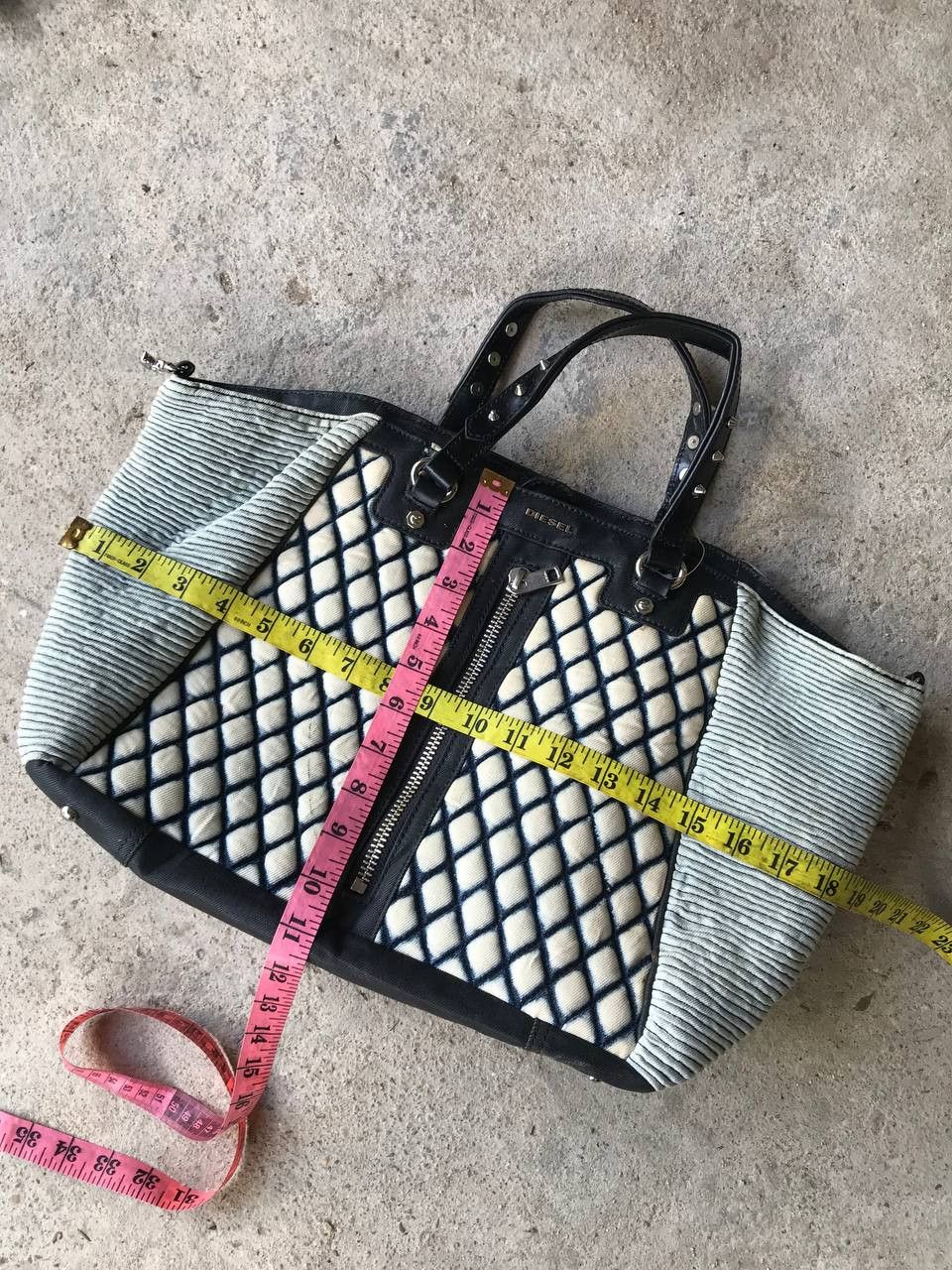 Diesel Diesel Tote Bag Denim Leather Chuck Zip Studs | Grailed