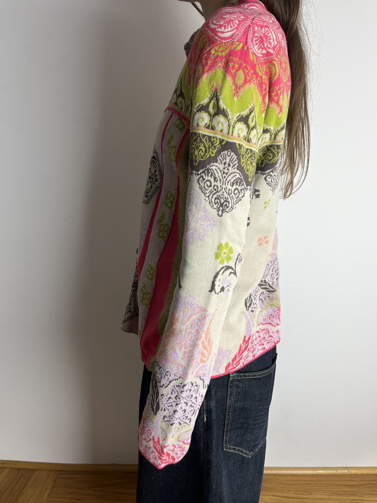 Other IVKO Button Up Damask Multicoloured Knit Cardigan Boho Style Size S / US 4 / IT 40 - 2 Thumbnail