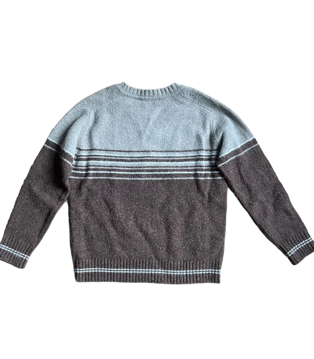 Raf Simons A/W22 Brown Wool Striped Logo Badge Knitted Sweathirt Size US M / EU 48-50 / 2 - 3 Thumbnail