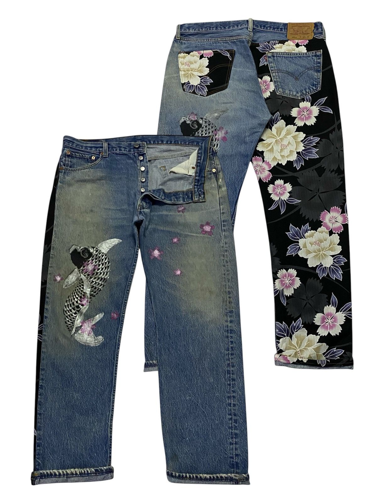 Levi's Vintage Levi’s 501 Custom Sukajan Distressed Denim Pants Size US 36 / EU 52 - 1 Thumbnail