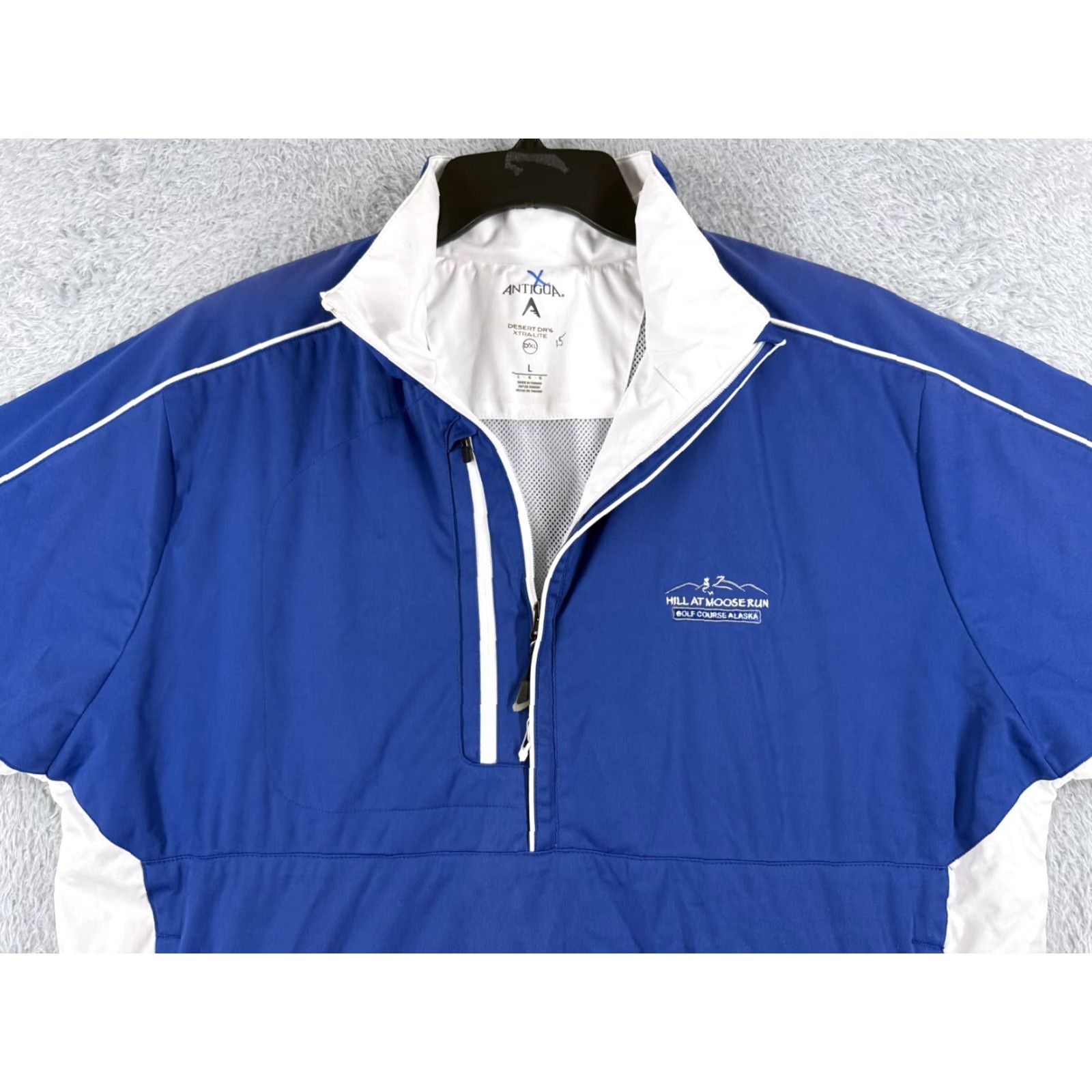 Vintage Antigua Mens Sweater Pullover 1/4 Zip Blue White Lightweight Mock Neck Long Sleeve Regular Size L Casual Golf Size US L / EU 52-54 / 3 - 4 Thumbnail