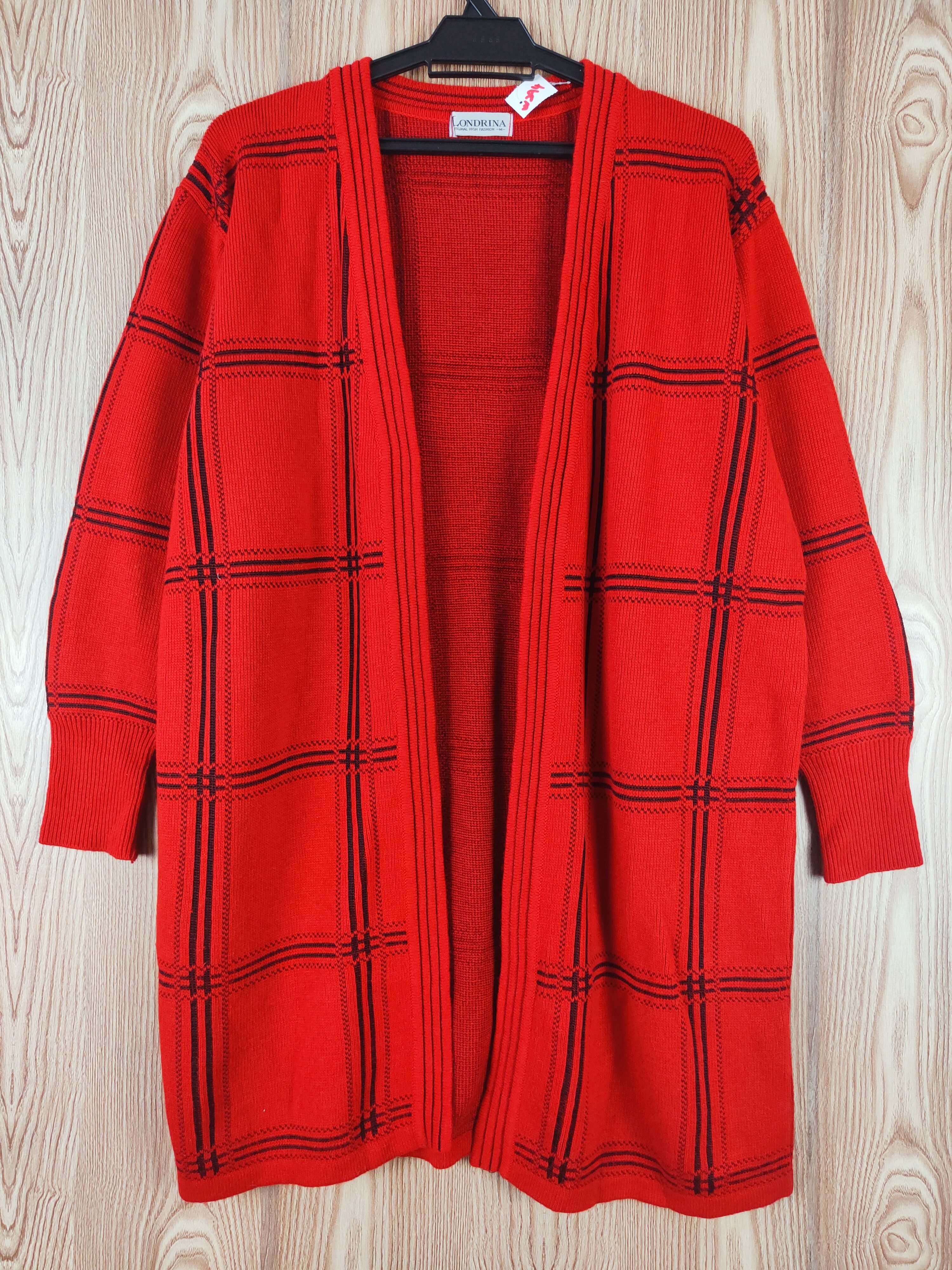 Vintage Londrina Red Knitwear Cardigan #W294 Size M / US 6-8 / IT 42-44 - 1 Thumbnail