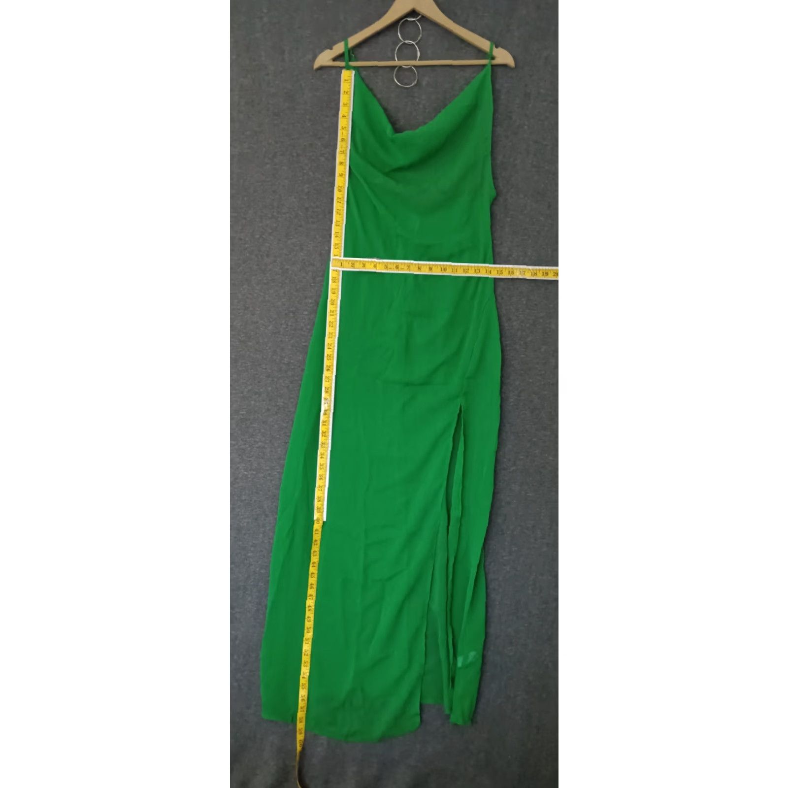 Vintage Toluca Swim Green Maxi Cowl Neck Sheer Dress - Womens - Size S - Beach Cover Up - Sleeveless - Polyester Blended Fabric - Casual Summer - Solid Green Size S / US 4 / IT 40 - 4 Thumbnail