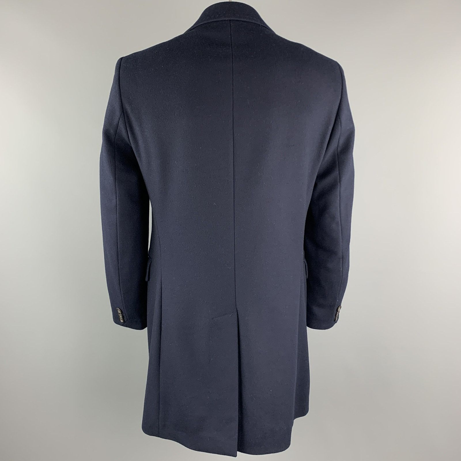 Benetton BENETTON Size L Navy Wool Blend Notch Lapel Long Coat Size US L / EU 52-54 / 3 - 5 Thumbnail