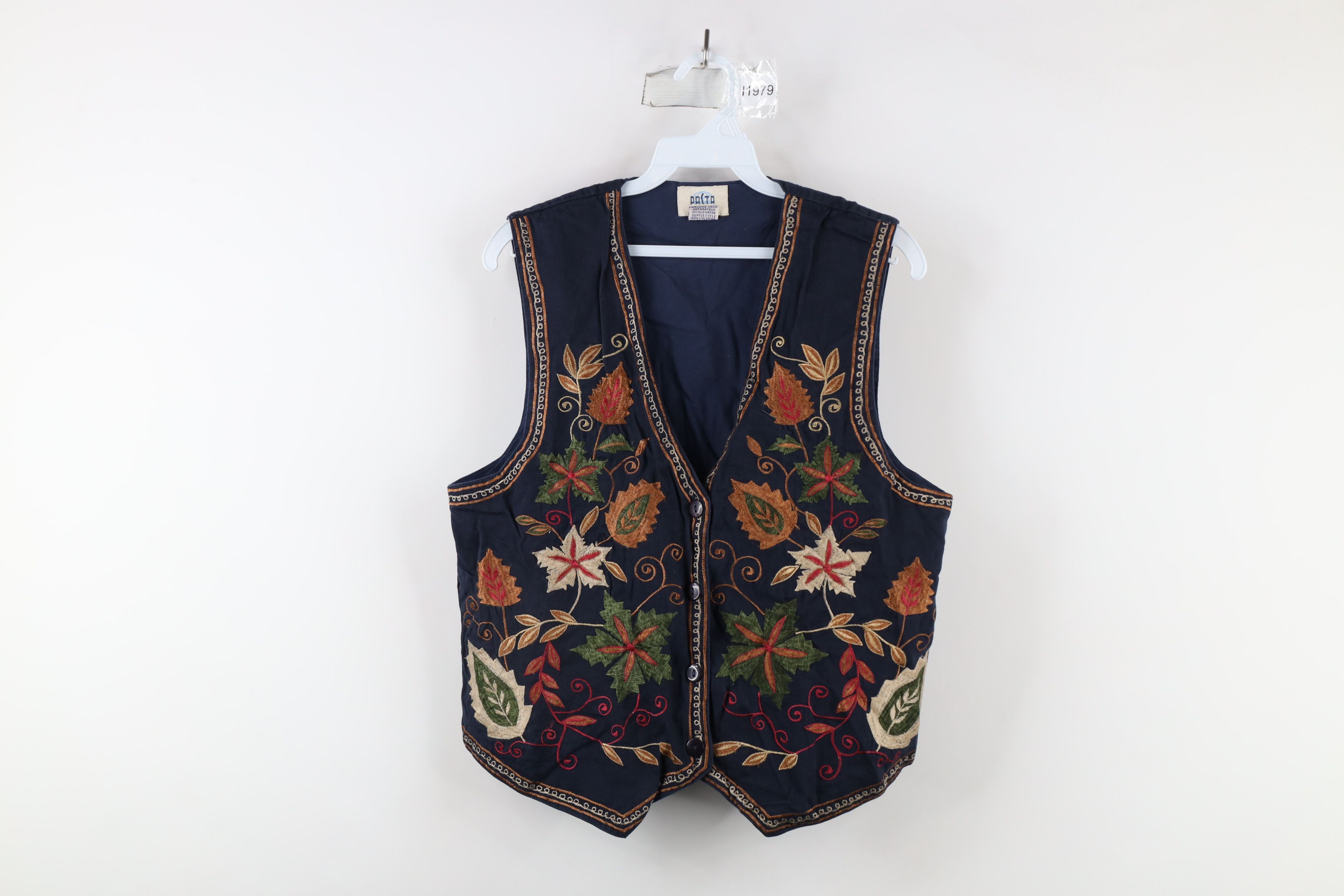 Vintage Vintage 90s Country Primitive Embroidered Flower Vest Jacket Size M / US 6-8 / IT 42-44 - 1 Thumbnail