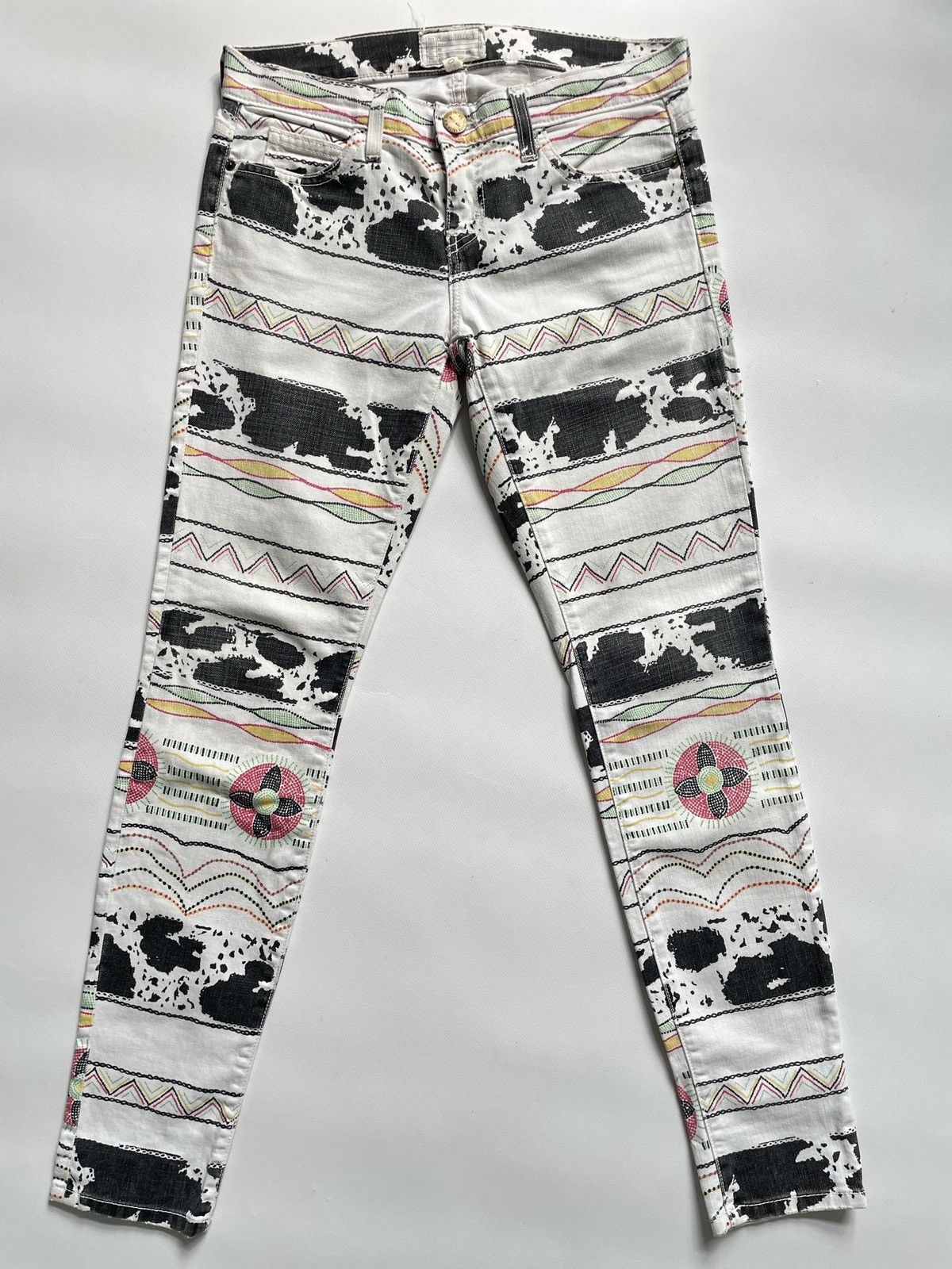 Current/Elliot Current Elliott white abstract multicoloured skinny jeans Size 26" / US 2 / IT 38 - 1 Thumbnail