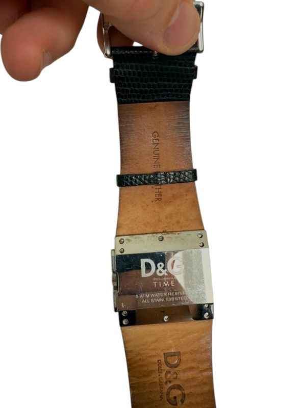 Dolce & Gabbana D&G Rectangular Dual Subdial Watch Black Snake Strap c.2000s Size ONE SIZE - 4 Thumbnail