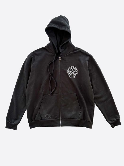 Chrome Hearts Chrome Hearts Black & White Seoul Horseshoe Logo Hoodie ...