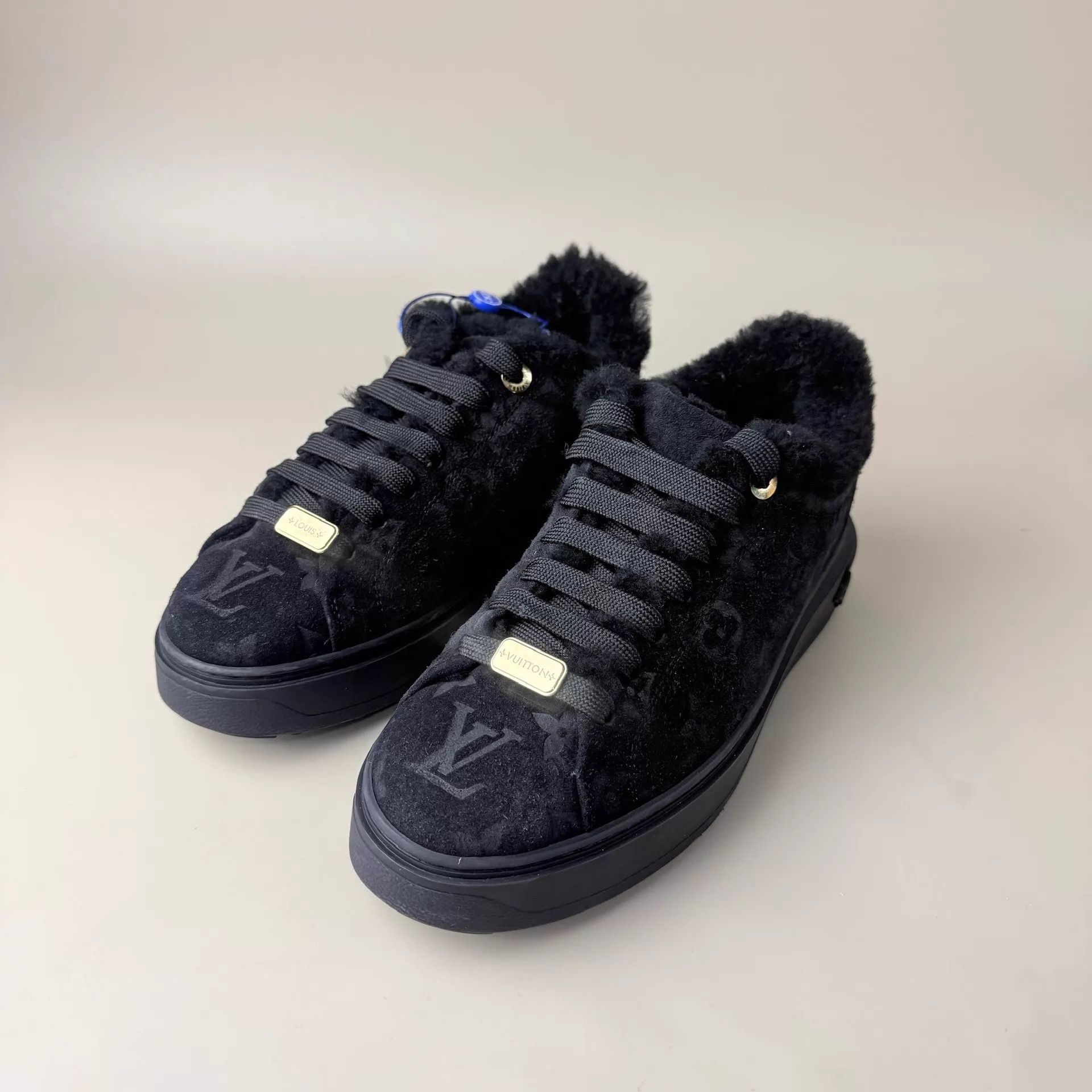 Louis Vuitton LV Black Gold Buckle All Over Print Platform 36.5 Size US 6 / IT 36 - 1 Thumbnail