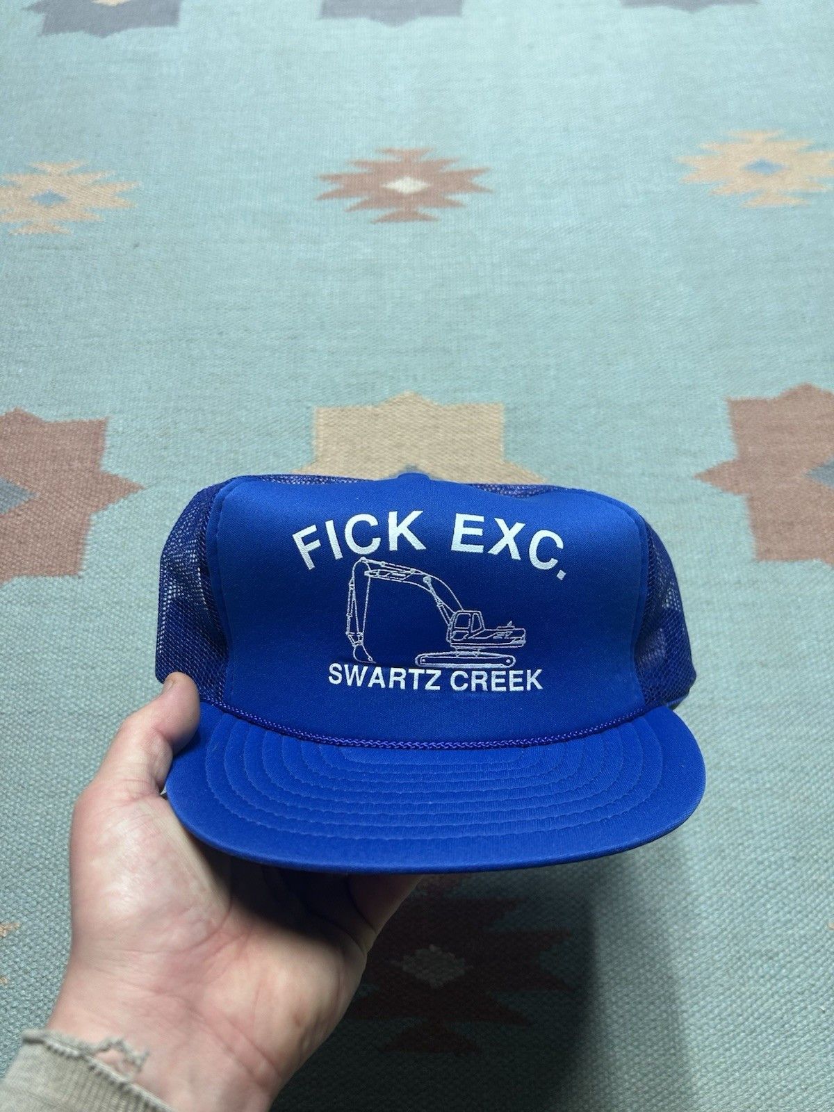 Vintage VTG trucker hat fick excavating Swartz creek Michigan snap Size ONE SIZE - 2 Thumbnail