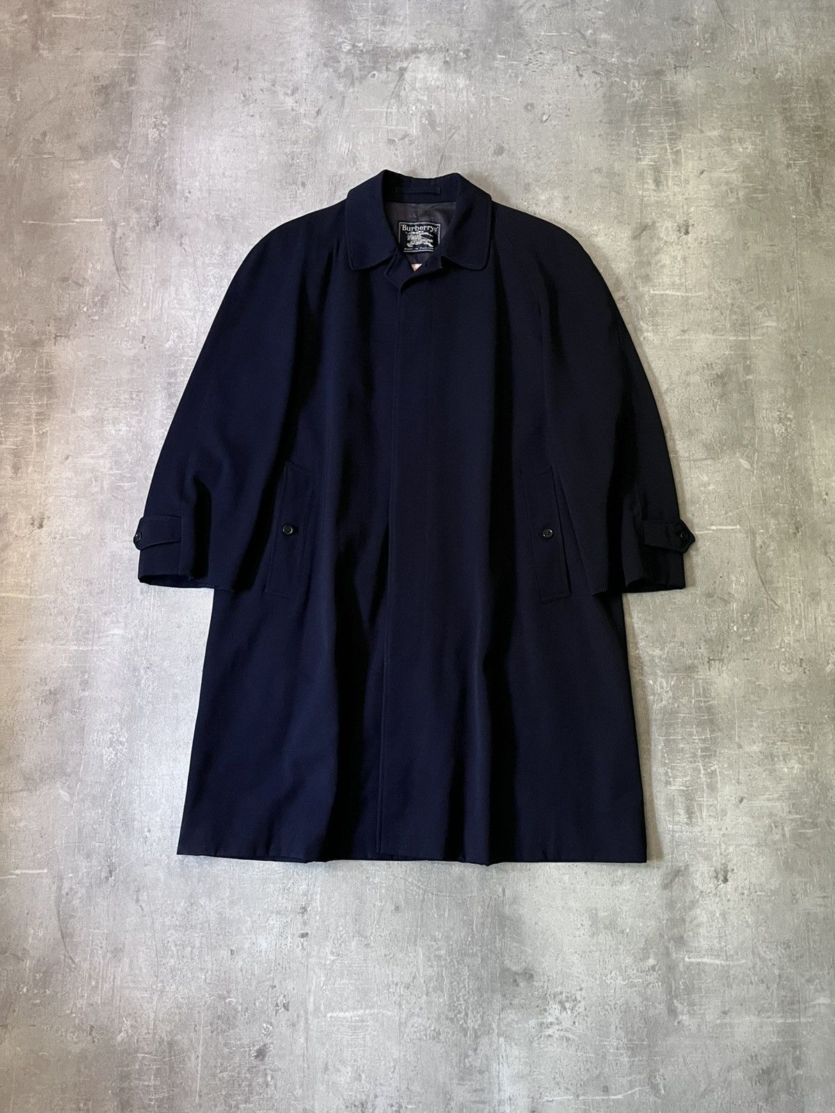 Burberry Burberrys Vintage Wool Long Coat Navy 90s Size US L / EU 52-54 / 3 - 1 Thumbnail