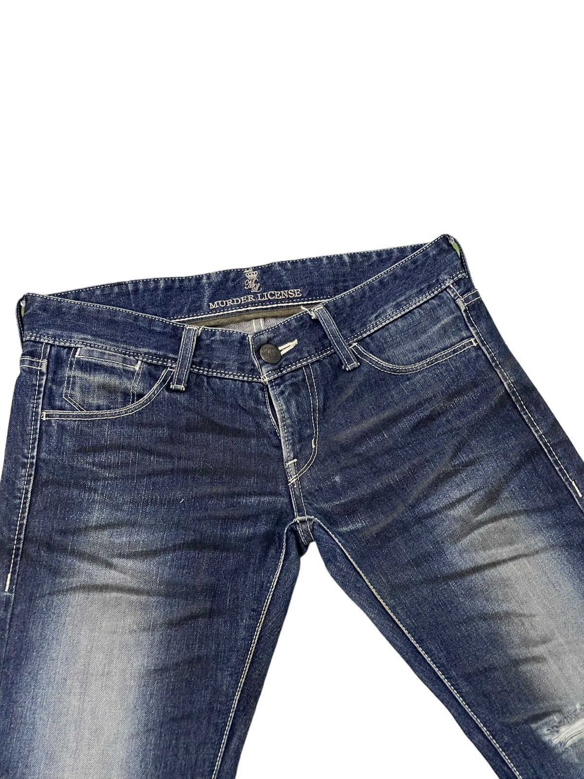Japanese Brand Flare Jeans Murder License Distress Low Rise Honeycomb 7🟦3 Size US 30 / EU 46 - 8 Thumbnail