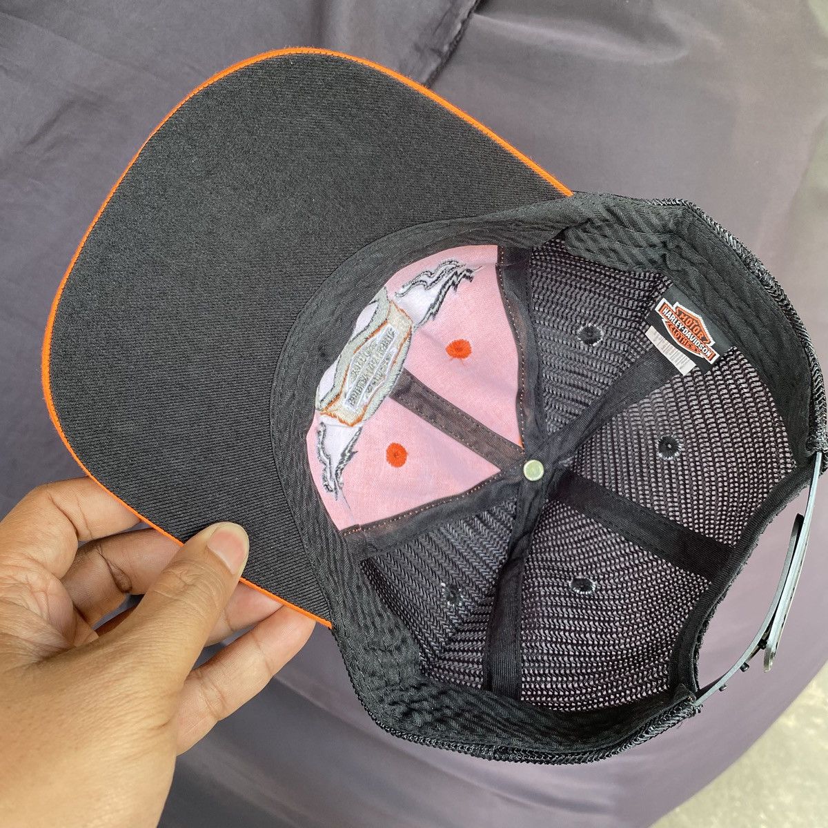 Harley Davidson Harley davidson willie G skull orange six panel trucker hat Size ONE SIZE - 5 Thumbnail