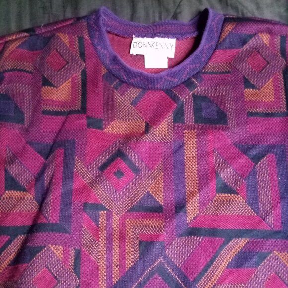 Other Vintage Donnkenny Geometric AOP Crewneck Sweatshirt Size US L / EU 52-54 / 3 - 1 Thumbnail