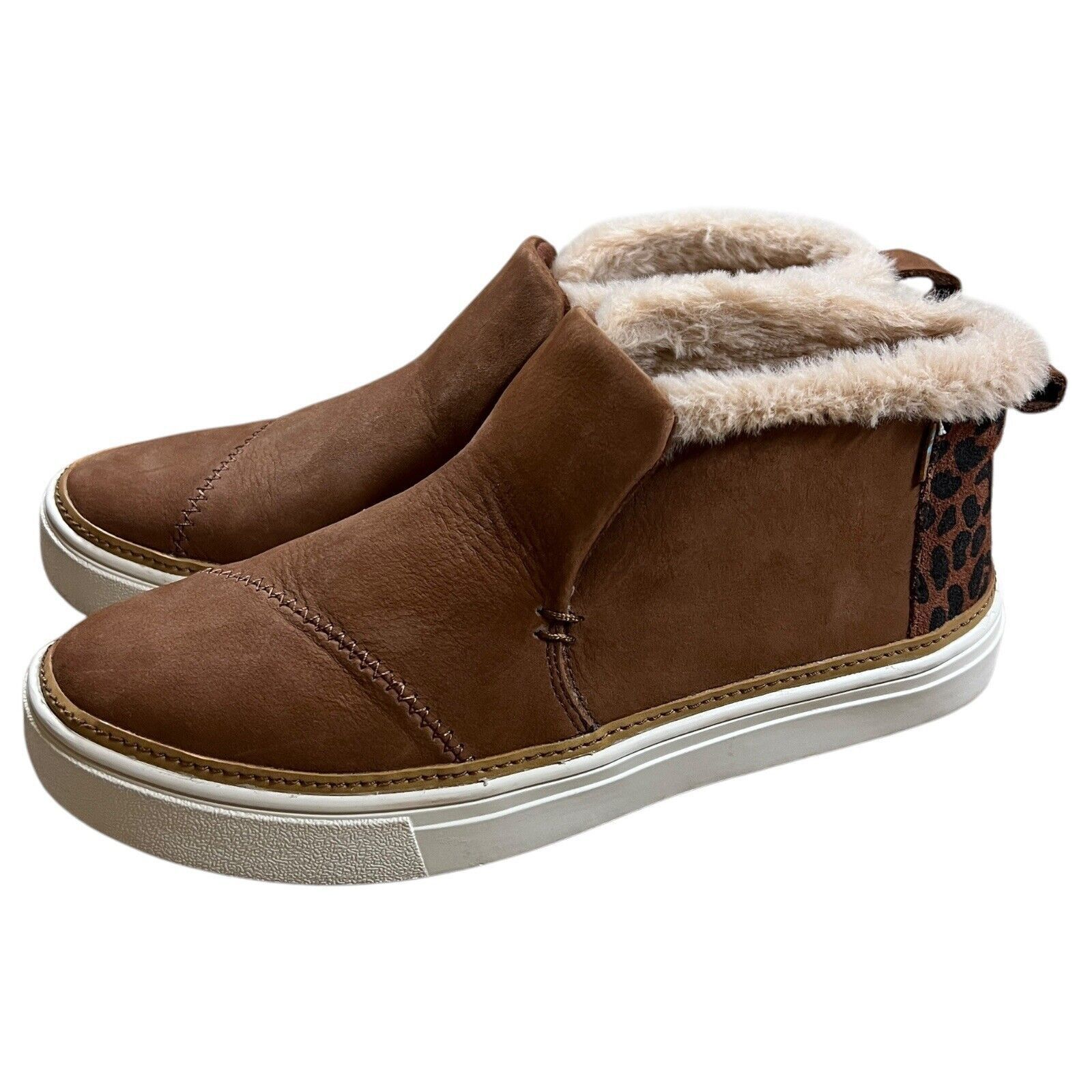 Toms TOMS Dark Ember Nubuck Slip On Shoes Brown Faux Fur Size 6.5 Size US 6.5 / IT 36.5 - 3 Thumbnail