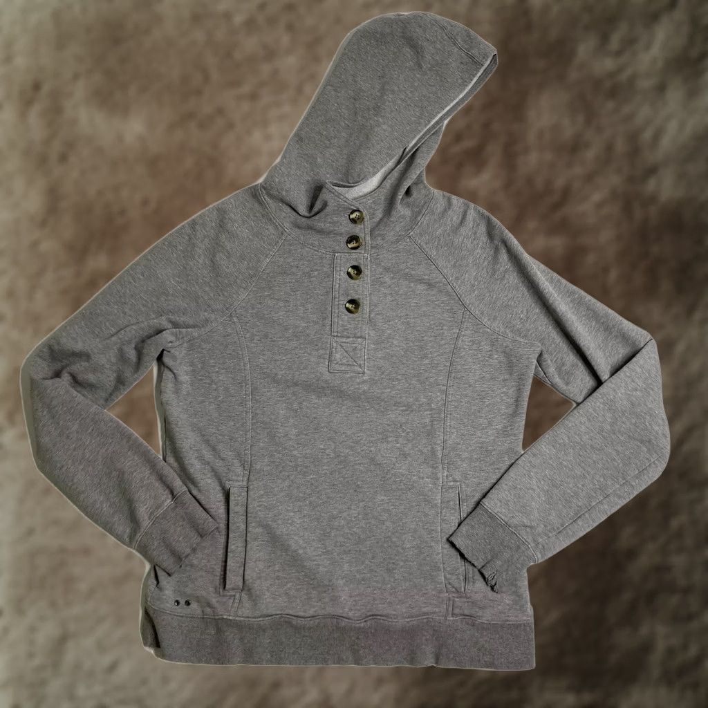Converse Converse One Star Hoodie Womens XL Gray 4 Button Pullover Knit Raglan Sleeve Hooded Activewear Men/Women Size XL / US 12-14 / IT 48-50 - 1 Thumbnail