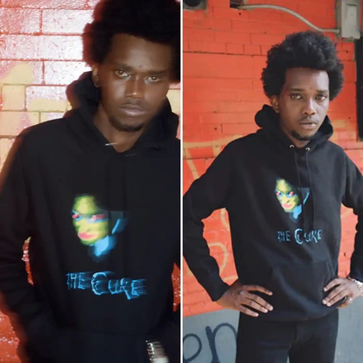 image of Fw17 Noah Ny X The Cure "head On The Door" Hooded Sweatshirt in Black, Men's (Size XL)