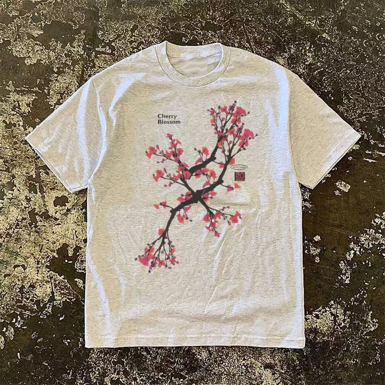 Japanese Brand Gray washed vintage cherry blossom print t-shirt Size US M / EU 48-50 / 2 - 1 Thumbnail