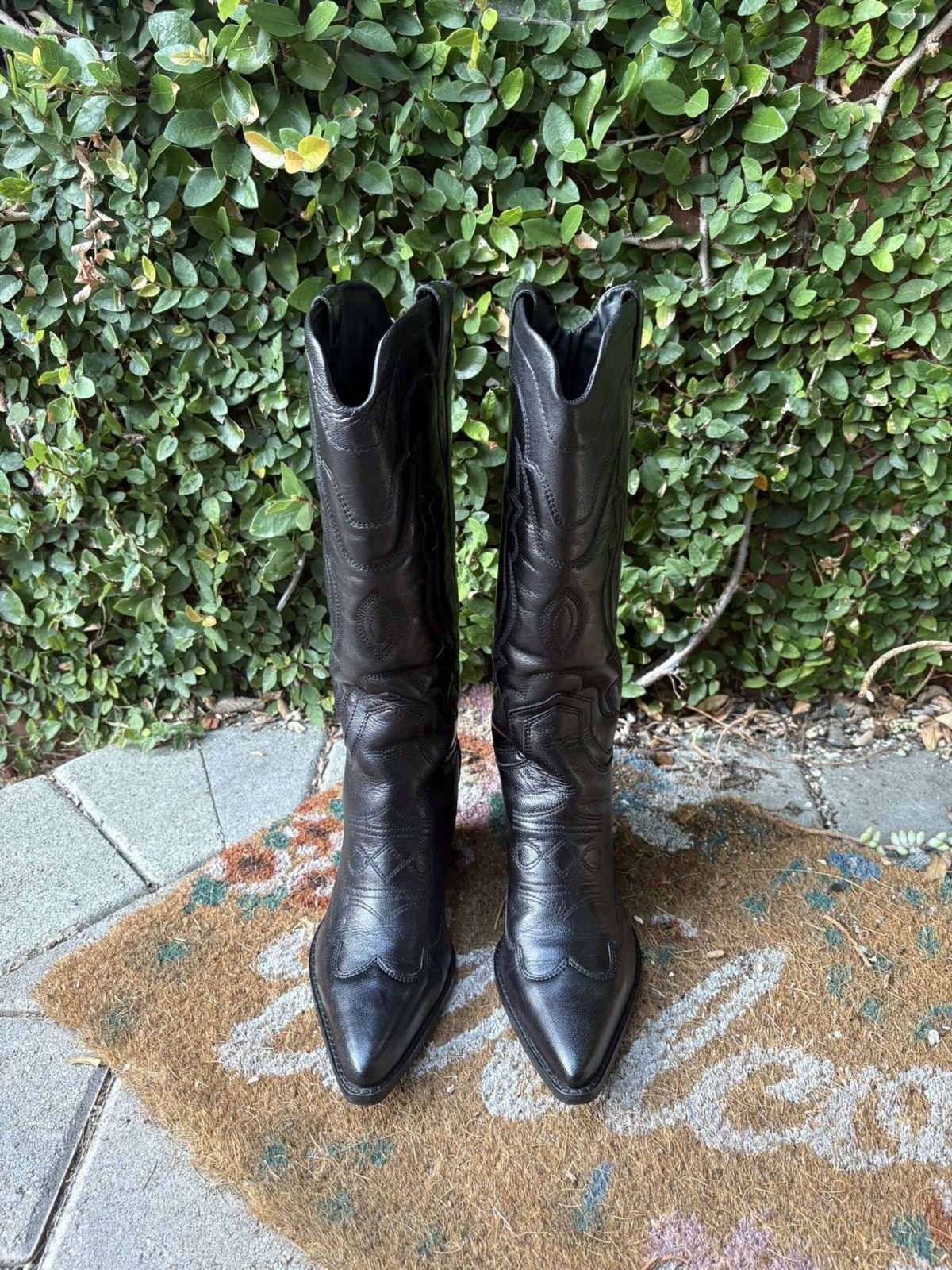 Sam Edelman BLACK LEATHER WESTERN BOOTS / W 7.5 Size US 7.5 / IT 37.5 - 3 Thumbnail