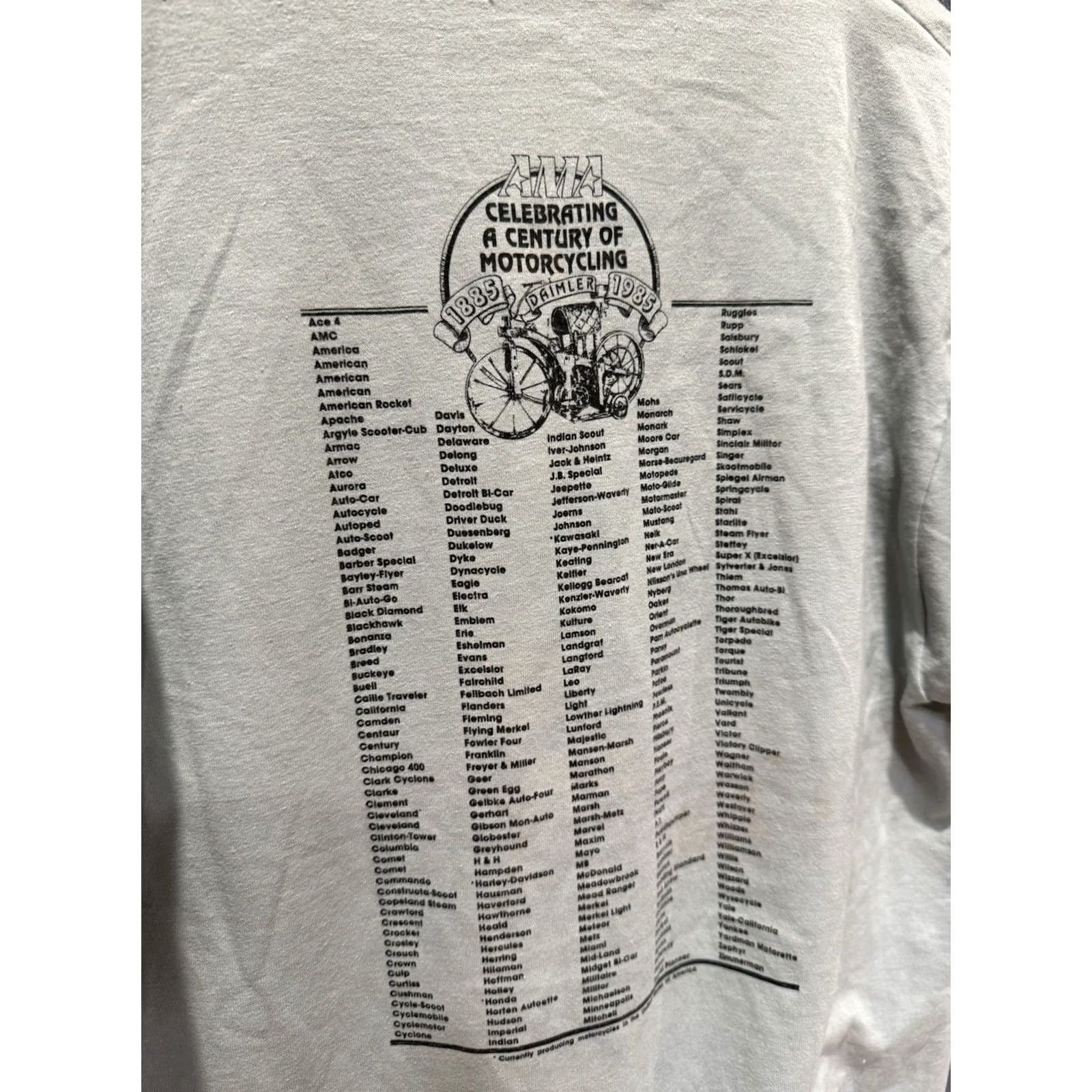 Fruit Of The Loom VINTAGE AMA 100th Anniversary Motorcycle Gray Tee Shirt L Large Cotton United States 1980s Men Womens Boys Girls Size US L / EU 52-54 / 3 - 5 Thumbnail