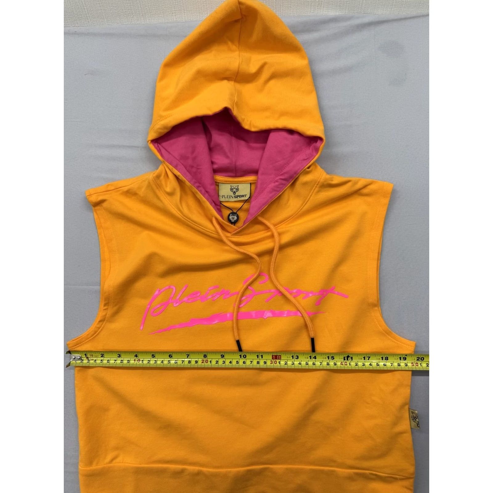 Vintage Plein Sport Yellow Sleeveless Hoodie Women Logo Tiger Print Size L / US 10 / IT 46 - 7 Thumbnail