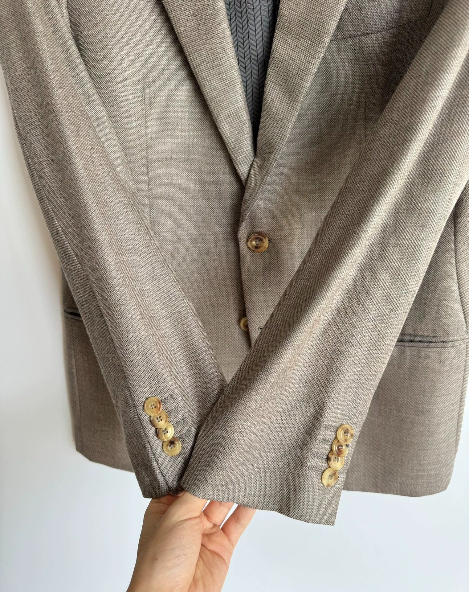 Giorgio Armani Giorgio Armani 98% New Cashmere Silk Blazer 50 Oatmeal Size 50S - 3 Thumbnail