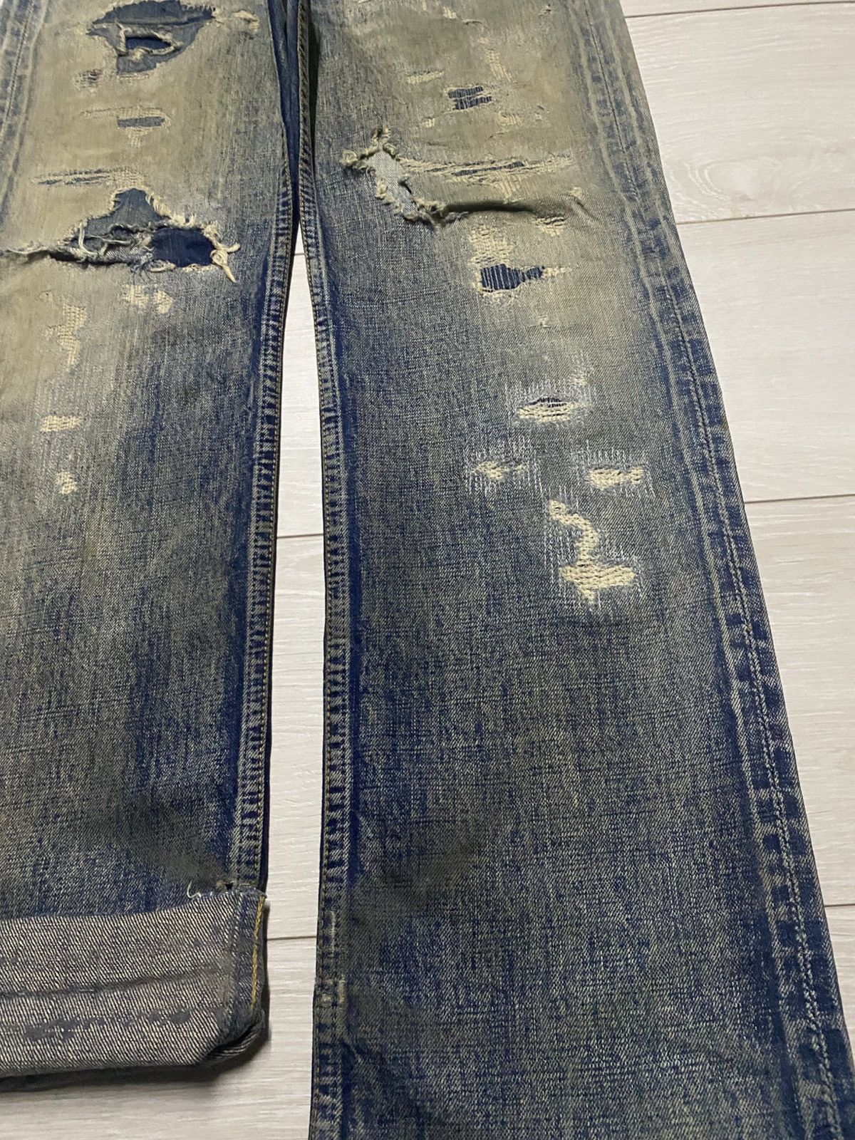 FDMTL Classic Straight Denim Crazy Mud Wash Jeans Size US 33 - 10 Thumbnail