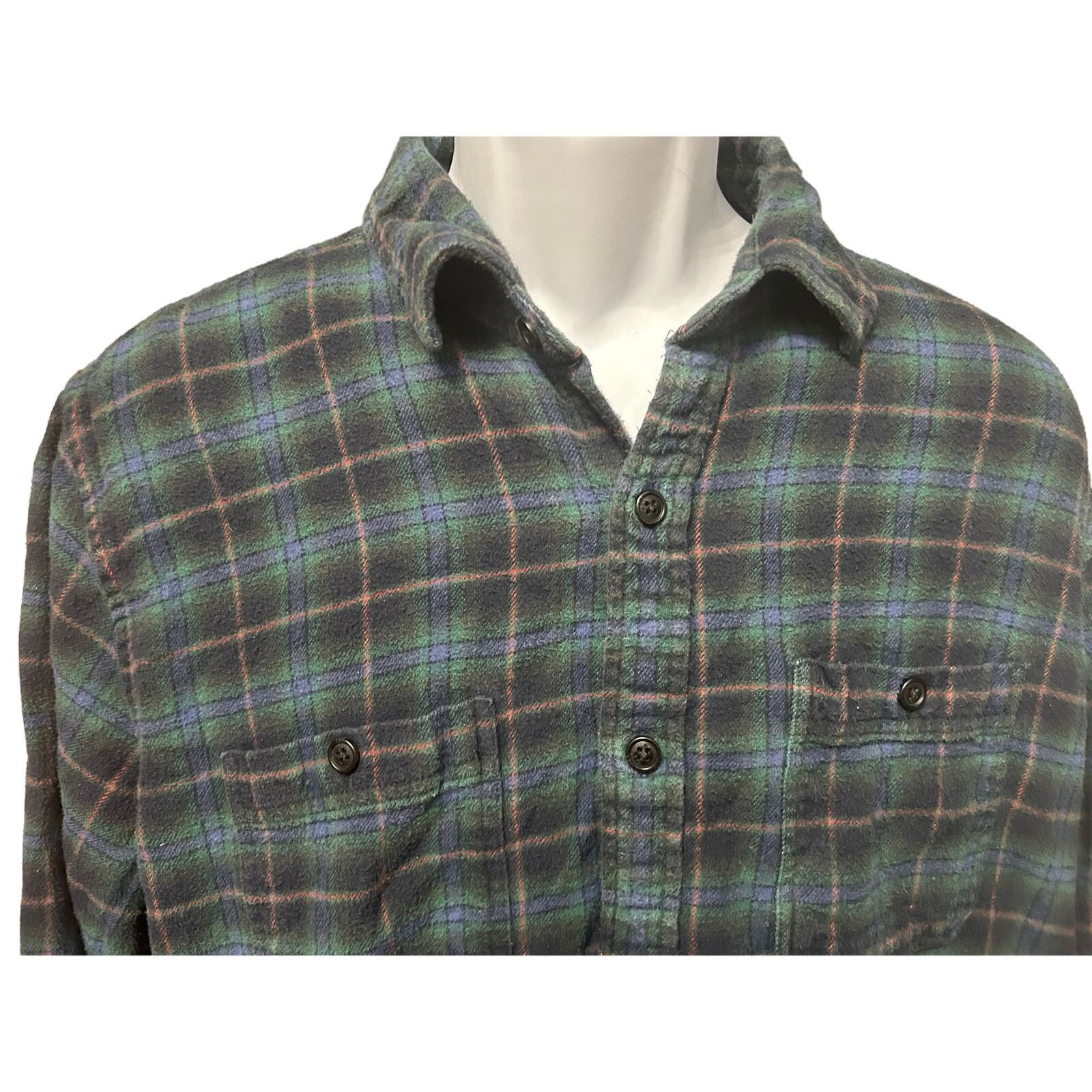 Gap GAP Mens Large Gray Green BlueFlannel Shirt Standard Fit Size US L / EU 52-54 / 3 - 1 Thumbnail