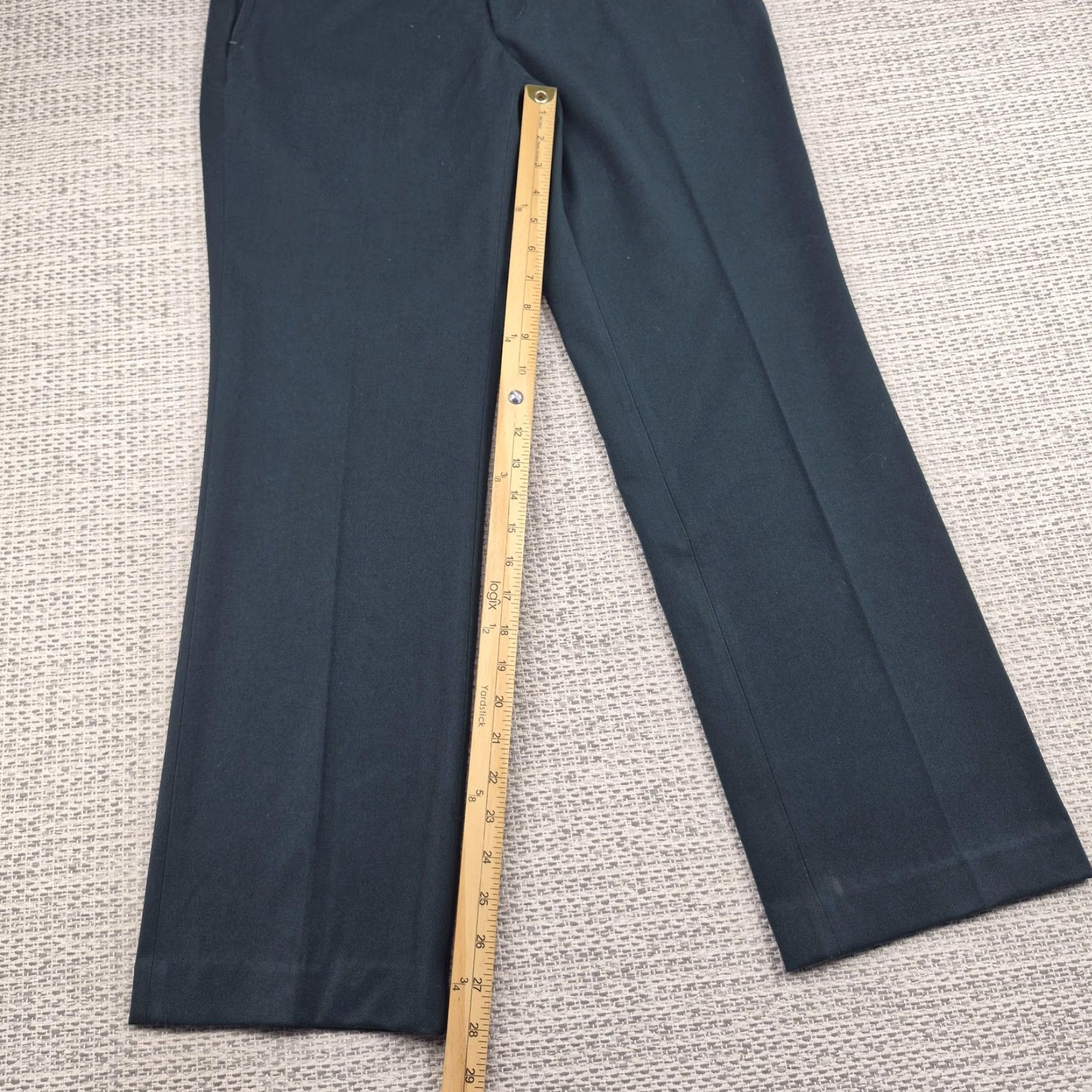 Vintage VTG Louis Castel Dress Pants Mens 32x28 Green Stretch Flat Front Zip Front Pockets Logo Casual Business Mens Size US 32 / EU 48 - 7 Thumbnail