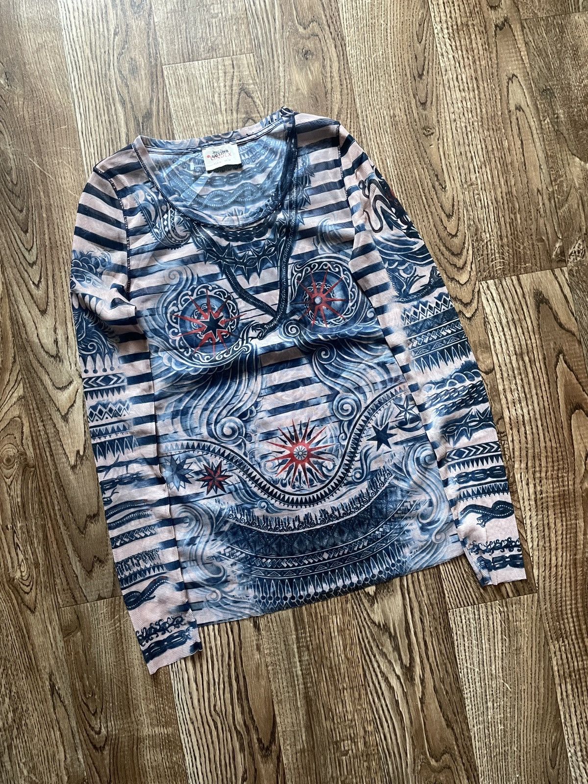 Jean Paul Gaultier Jean Paul Gaultier x Lindex tattoo mesh top shirt LS Size M / US 6-8 / IT 42-44 - 2 Thumbnail