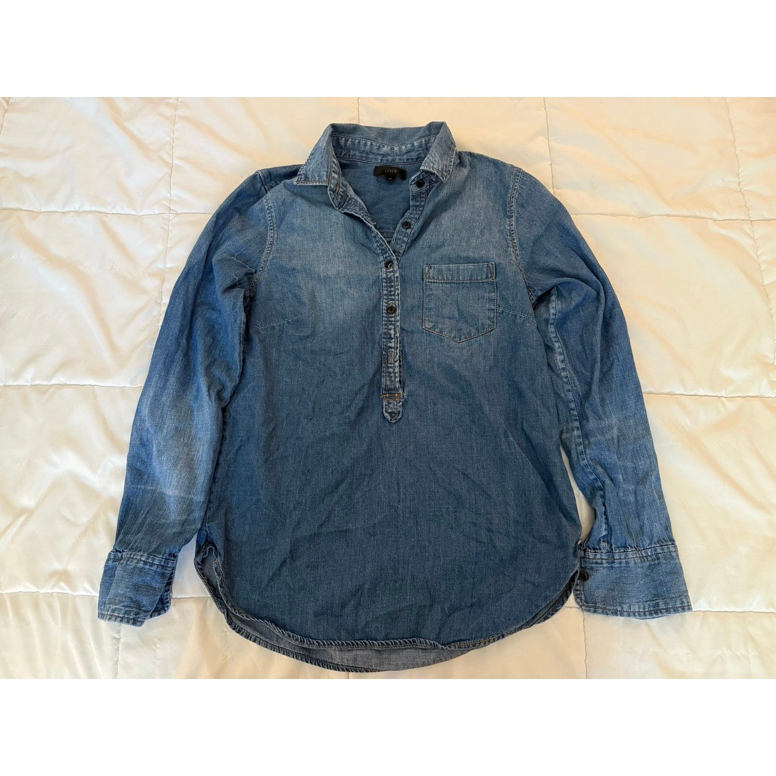 J.Crew J.Crew 100% Cotton Denim Blouse - Size 4/Small Size S / US 4 / IT 40 - 1 Thumbnail
