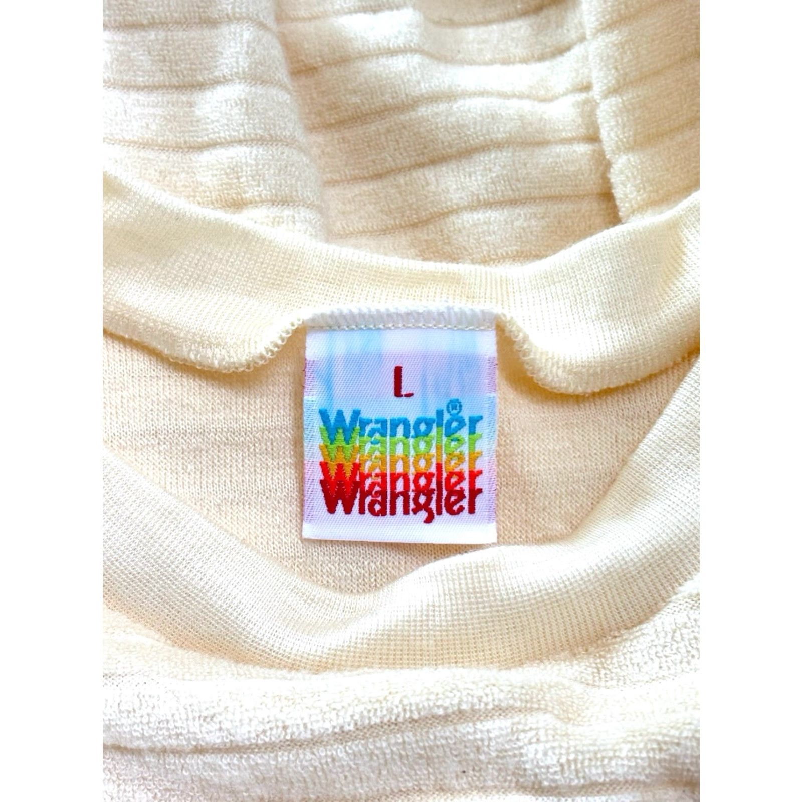 Wrangler VINTAGE Wrangler Velour Ribbed Long Sleeve Shirt Juniors L Ivory 80s USA Made Size L / US 10 / IT 46 - 5 Thumbnail