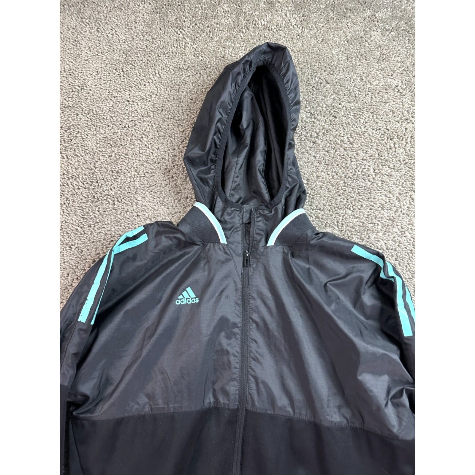 Adidas Adidas Jacket Womens Small Black Blue Striped Full Zip Windbreaker Logo Jacket Womens S Black Size S / US 4 / IT 40 - 3 Thumbnail