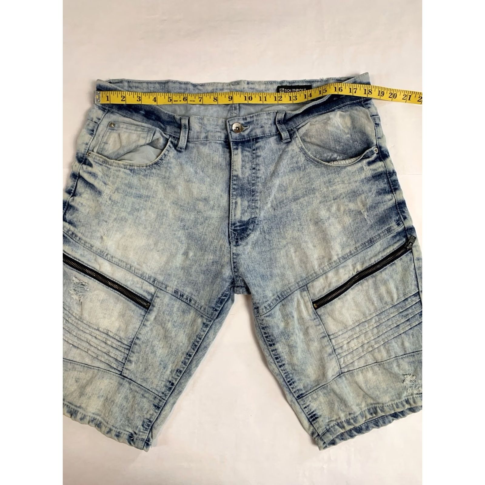Southpole VINTAGE Southpole Shorts Mens 38 Blue Slim Bermuda Denim 5-Pocket Distressed Hip Hop Grunge Streetwear Punk Retro 90s Boys? Size US 38 / EU 54 - 8 Thumbnail