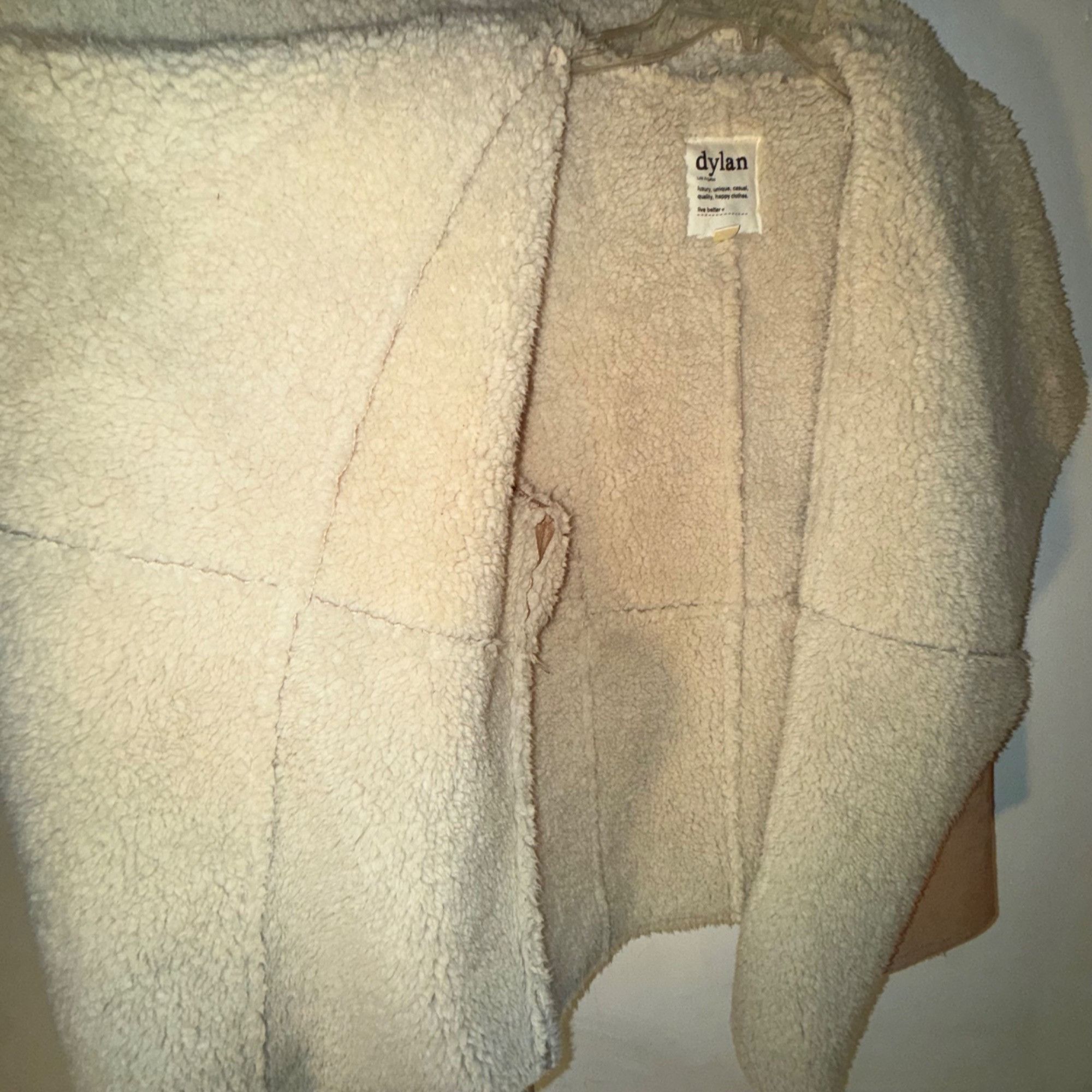dylan Dylan Los Angeles Womens Faux Shearling Vest Small Tan & Cre Size S / US 4 / IT 40 - 3 Thumbnail