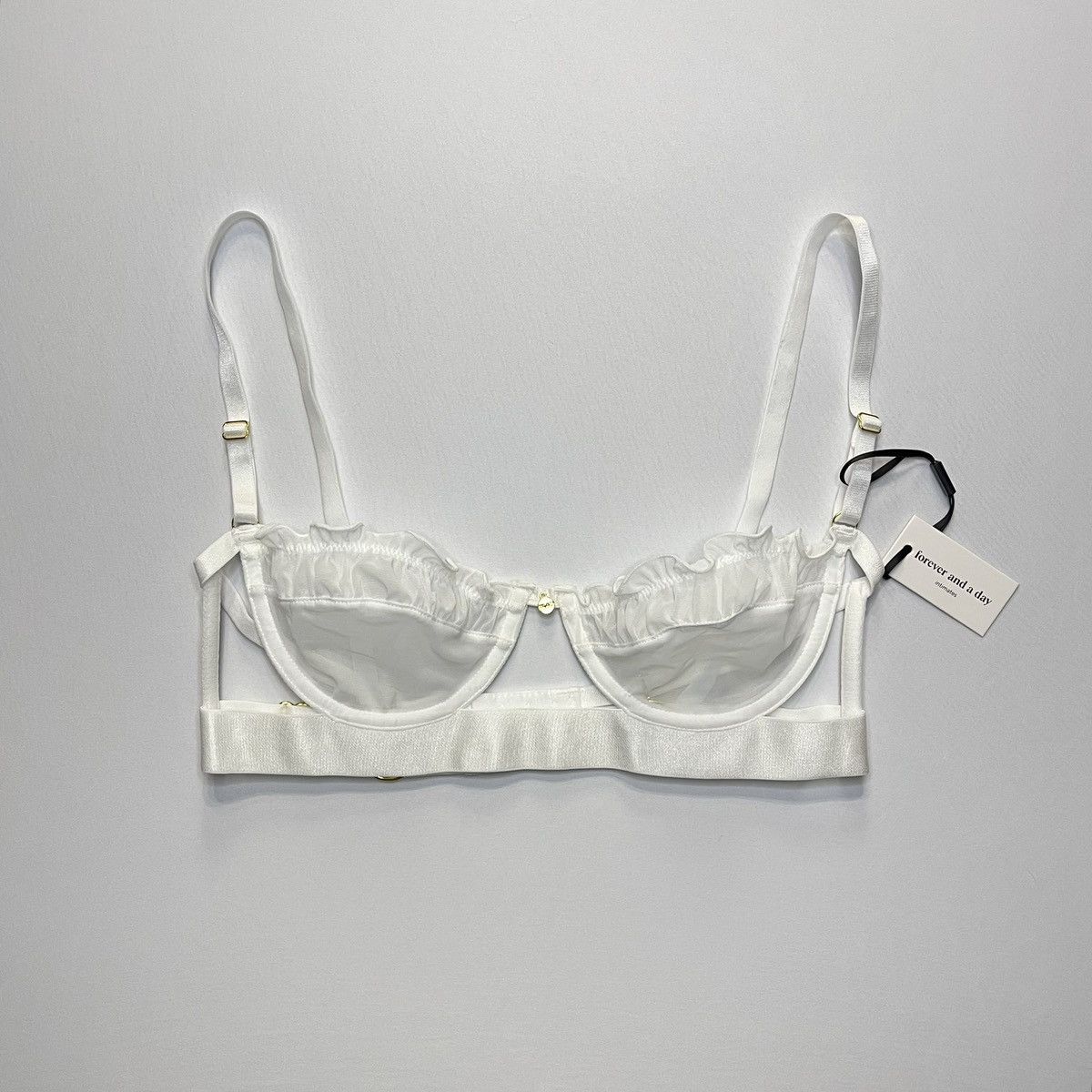 Other NWT Forever and a Day Bella Sheer Ruffle Trim Balconette Bra Size ONE SIZE - 6 Thumbnail