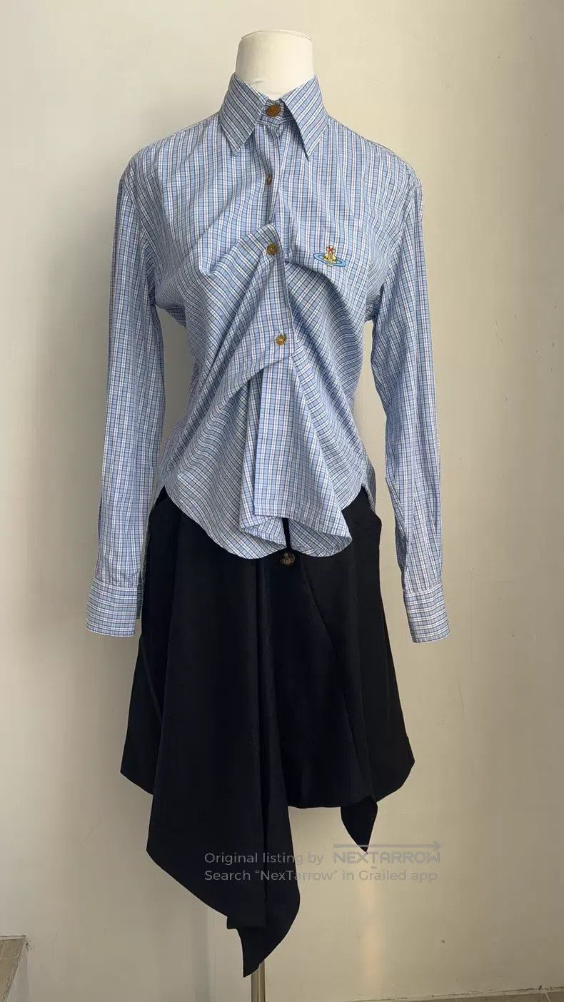 Vivienne Westwood Vivienne Westwood Blue and white checkered shirt Size M / US 6-8 / IT 42-44 - 1 Thumbnail