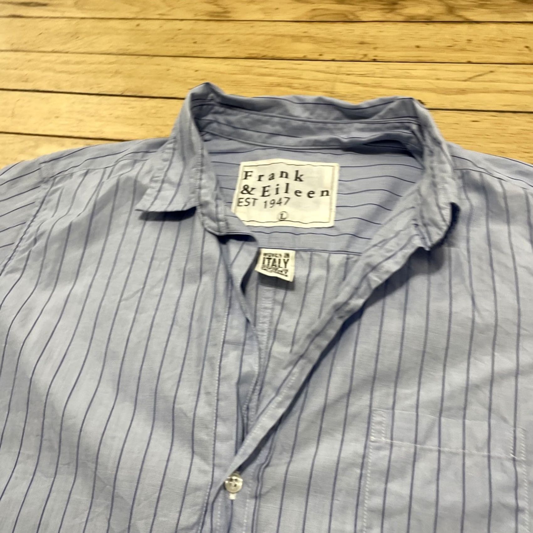 Vintage VINTAGE Frank & Eileen Eileen Barry Shirt Women L USA Coastal Button Up Long Sleeve Blue Size L / US 10 / IT 46 - 3 Thumbnail