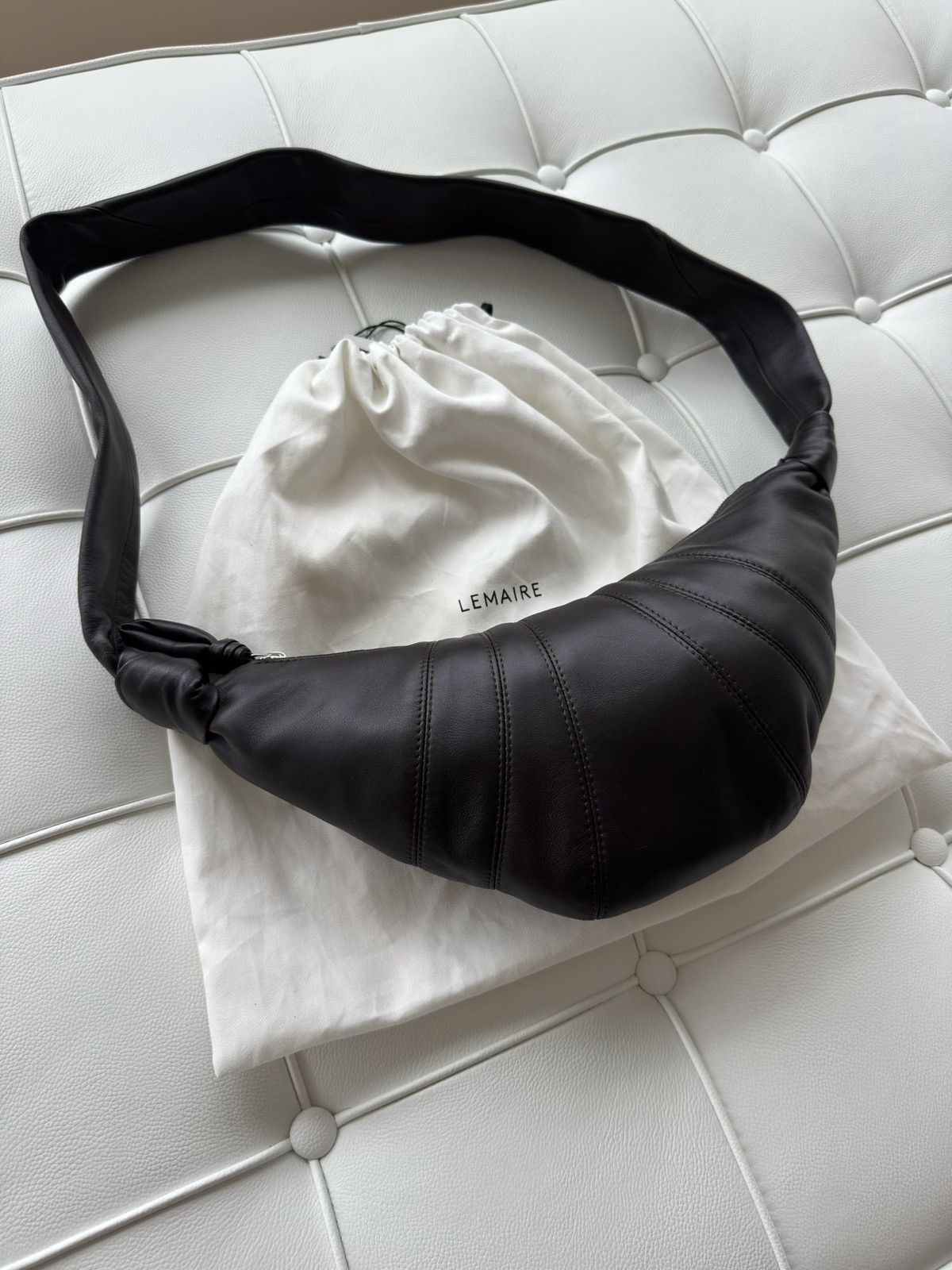 Lemaire Lemaire Small Croissant Bag Dark Chocolate Brown Leather Size ONE SIZE - 1 Thumbnail
