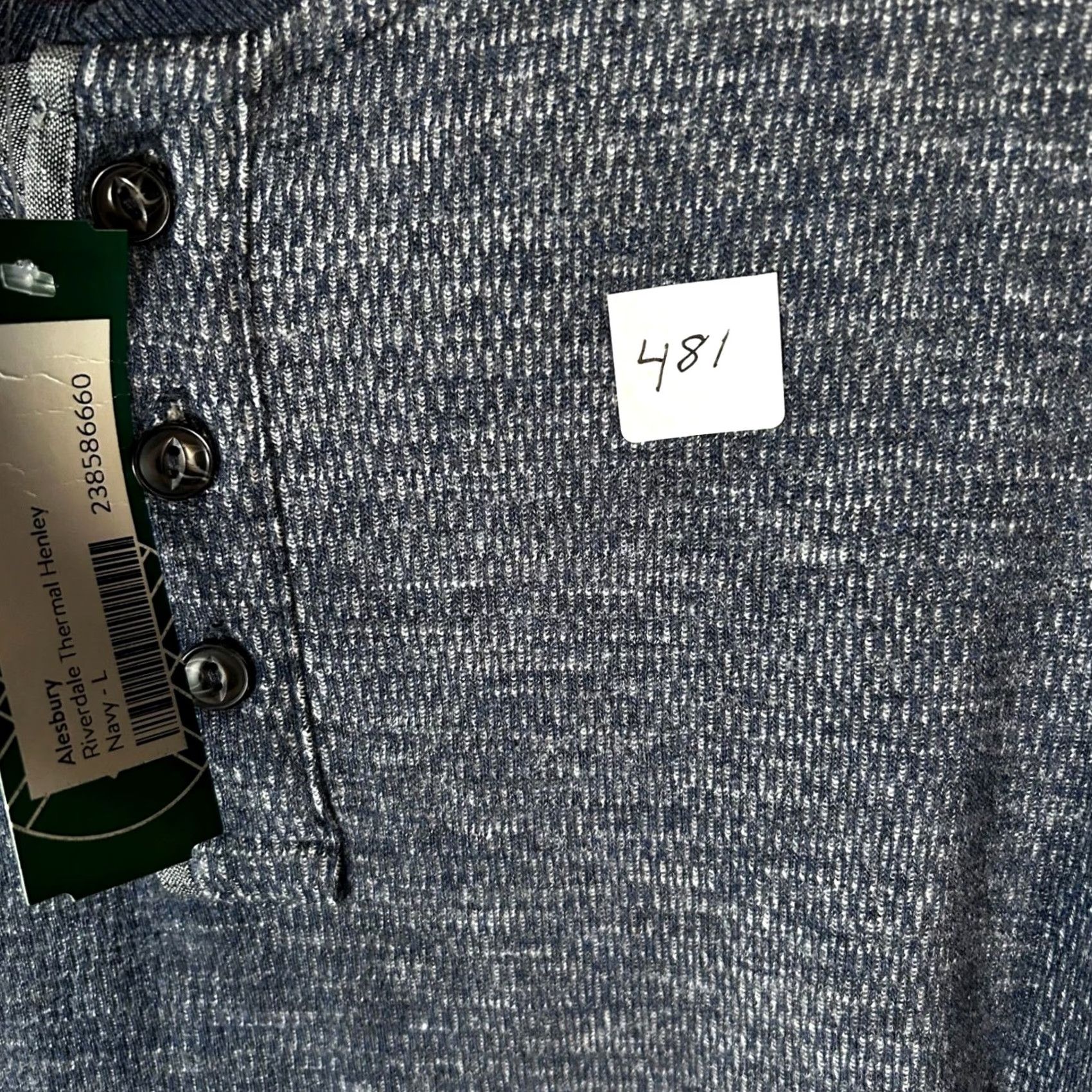 Vintage Alesbury Riverdale Thermal Henley Mens L Navy Blue Waffle Knit Long Sleeve Size US L / EU 52-54 / 3 - 7 Thumbnail