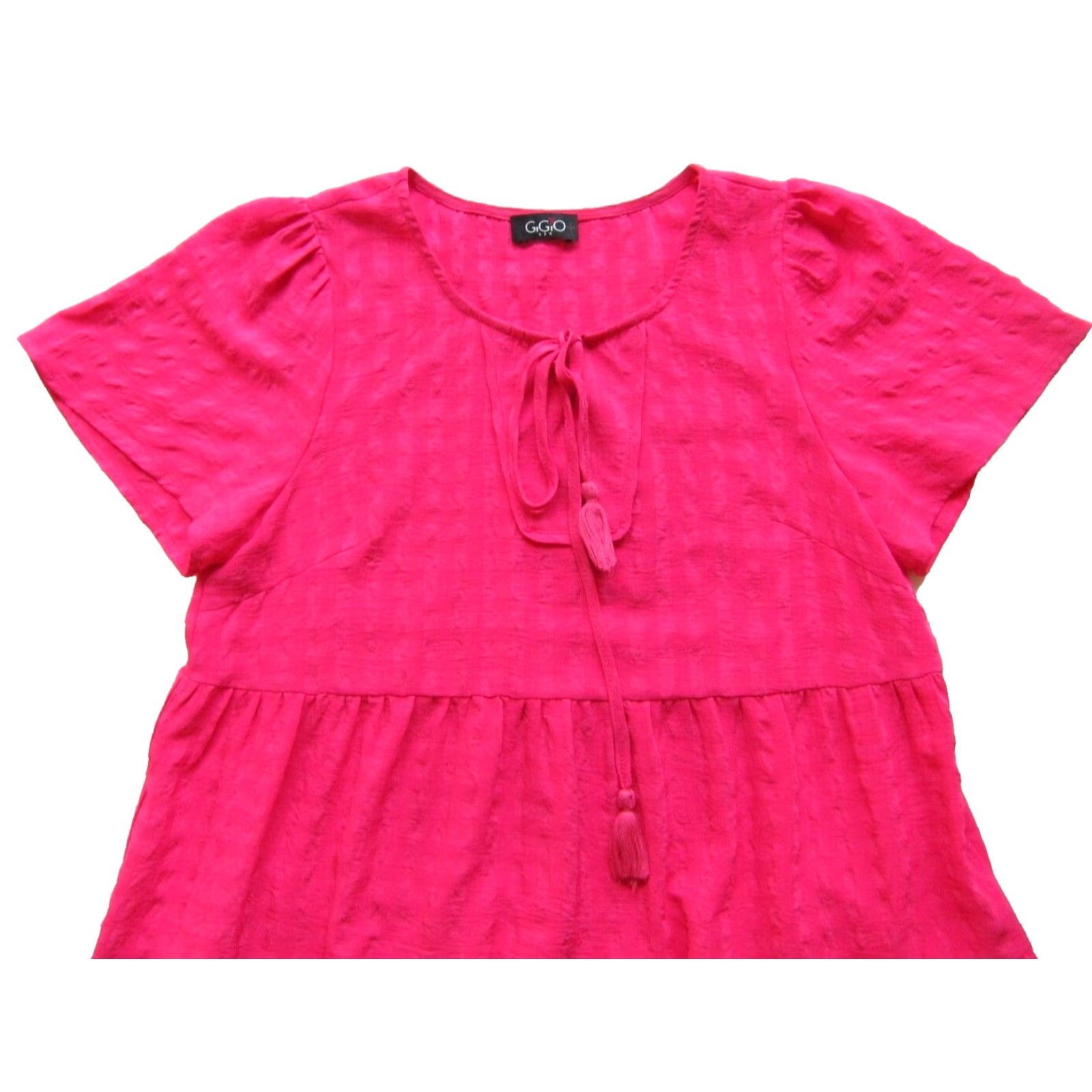 Pinko GiGiO USA Bright Pink Short Sleeve Tiered Smock Tunic Dress Small Size 28" / US 6 / IT 42 - 4 Thumbnail
