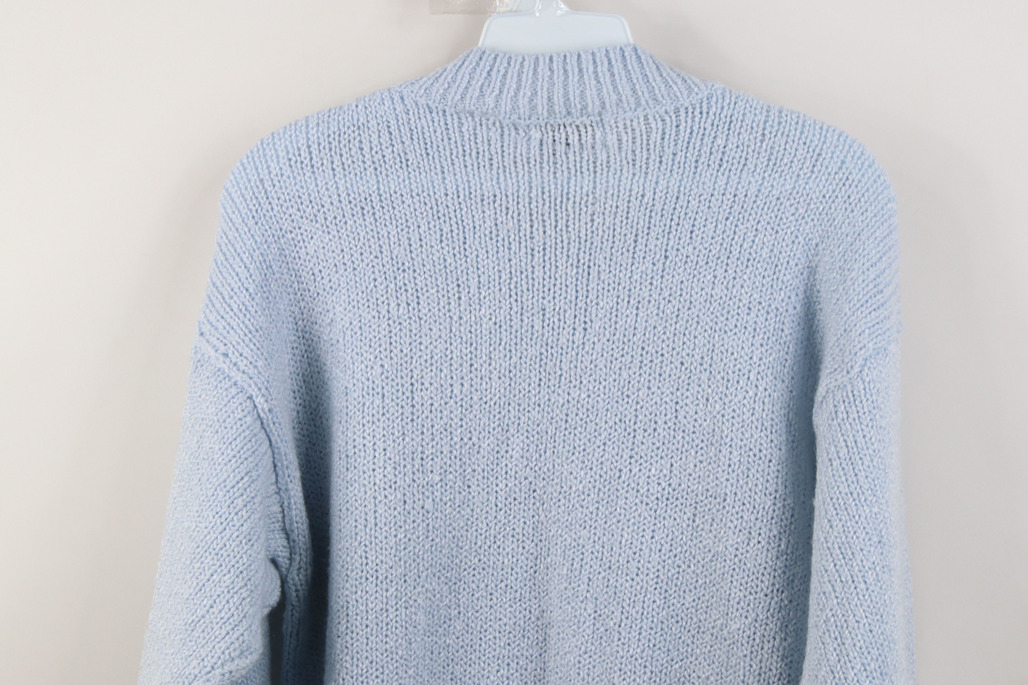 Vintage Vintage 90s Streetwear Ribbed Cable Knit Sweater Light Blue Size L / US 10 / IT 46 - 9 Thumbnail