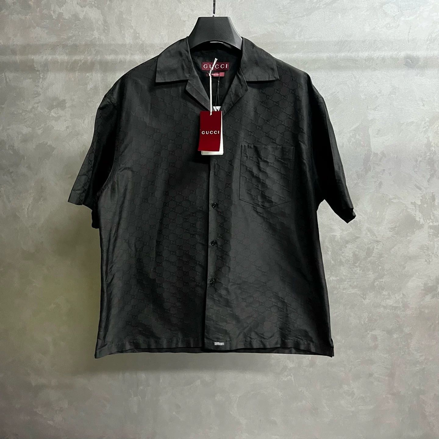 Gucci Gucci 25 Black Pointed Collar Short Sleeve Shirt Size US M / EU 48-50 / 2 - 1 Thumbnail