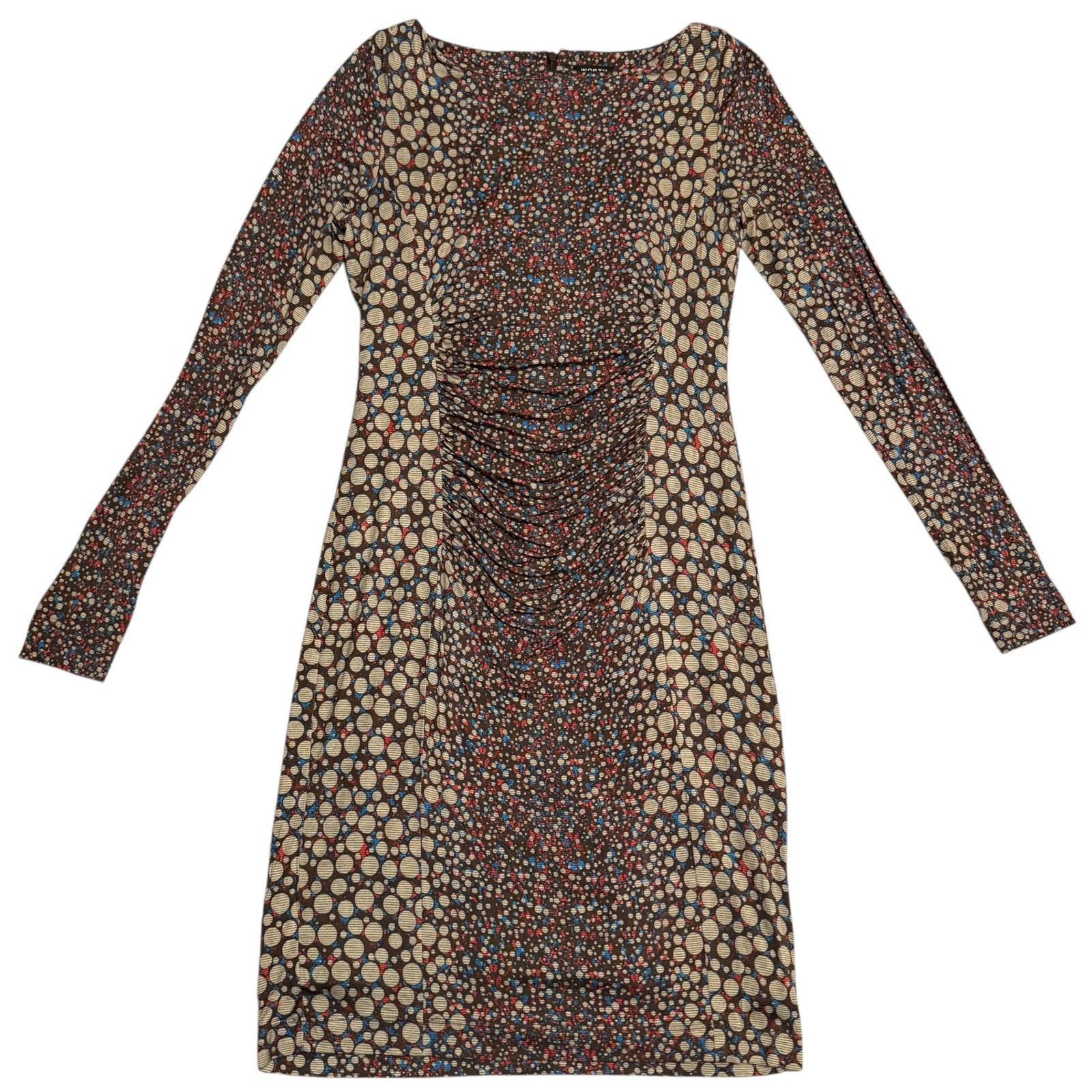 Other Worth New York Dress Bodycon Ruched Brown Multicolor Spots Size M / US 6-8 / IT 42-44 - 2 Thumbnail