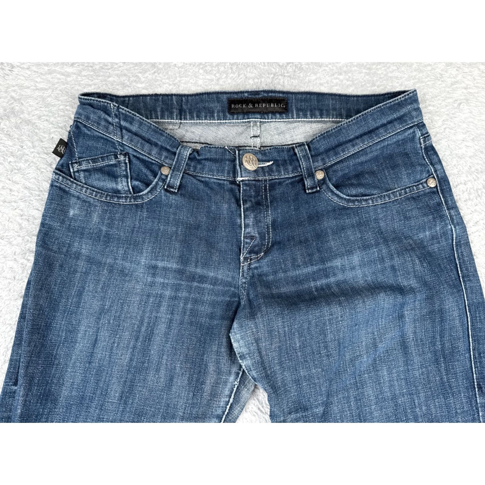 Vintage VINTAGE Rock & Republic Jeans Womens 28 Bootcut Flare Denim Regular Fit Blue 30x30 Size 28" / US 6 / IT 42 - 4 Thumbnail